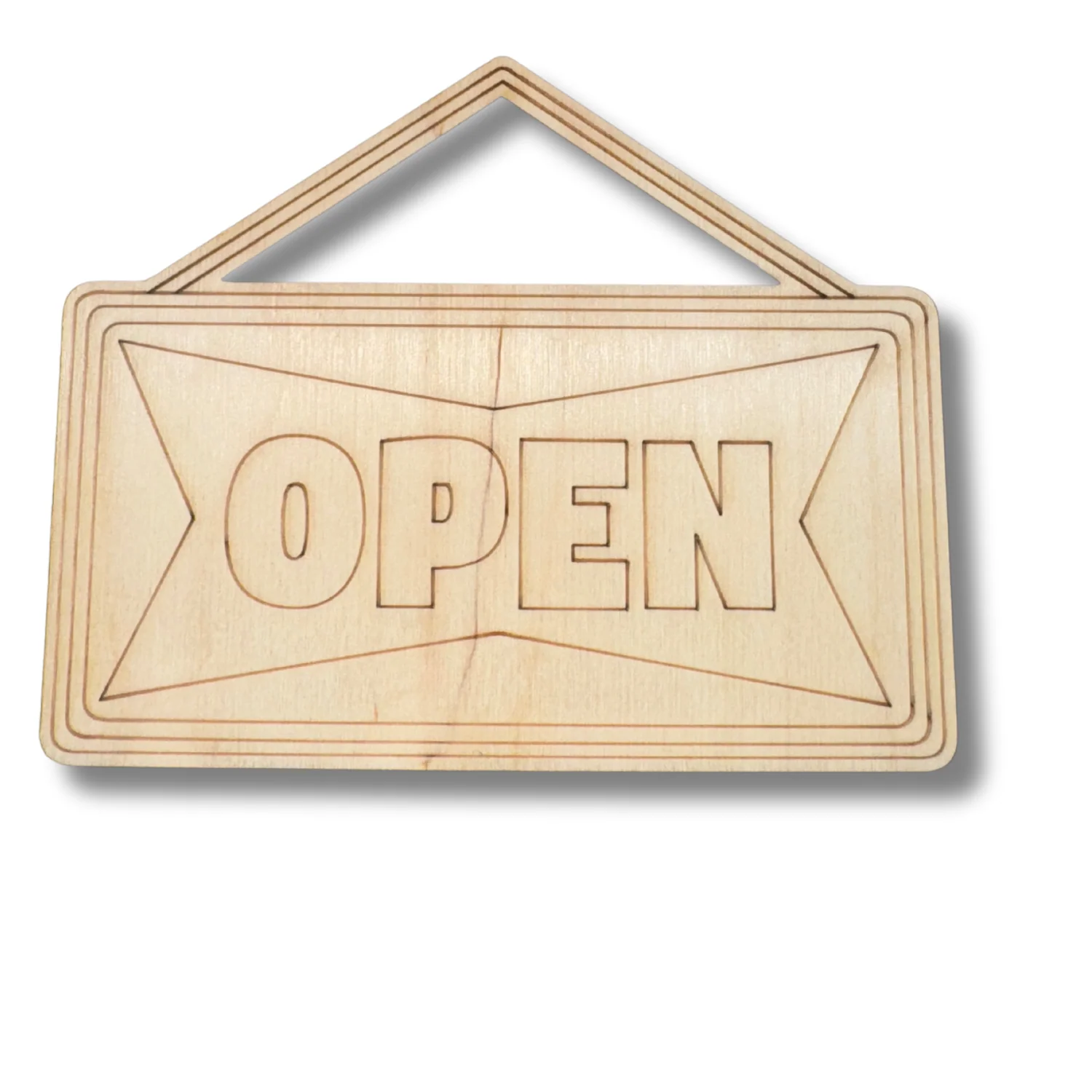 Unfinished Wood Etched Open Sign Shape | Paint By Line Crafts | up to 30" DIY - Image 2