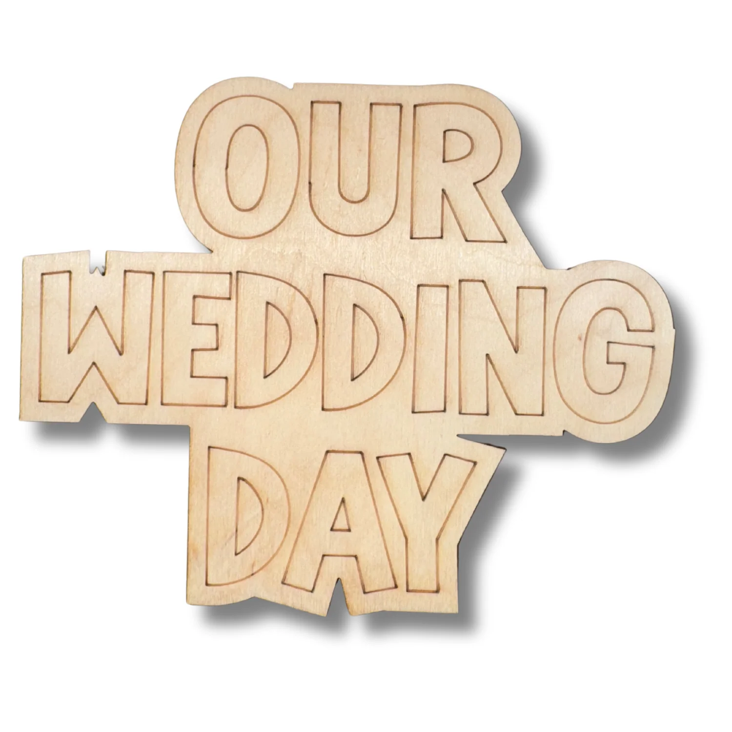 Unfinished Wood Etched Our Wedding Day Shape | Paint By Line Crafts | up to 30" DIY - Image 2