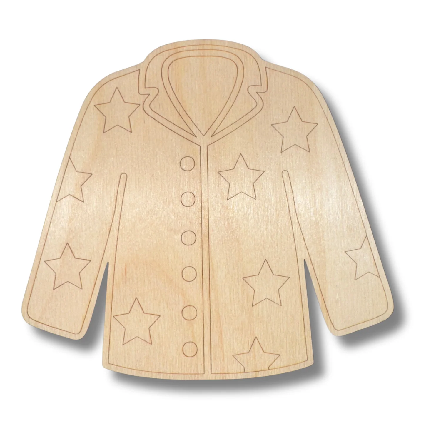 Unfinished Wood Etched Pajama Top Shape | Paint By Line Crafts | up to 30" DIY - Image 2