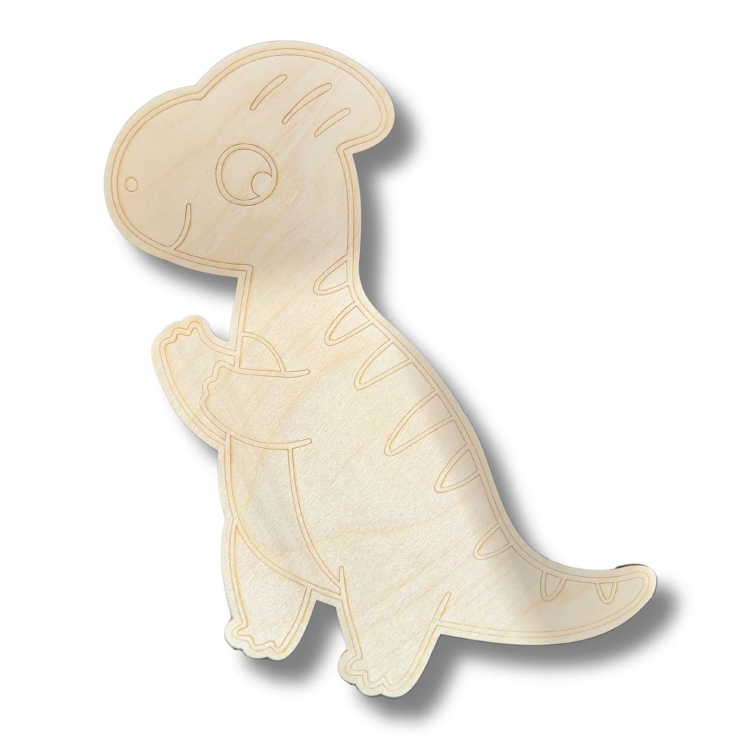 Unfinished Wood Etched Parasaurolophus Shape | Paint By Line Crafts | up to 30" DIY - Image 2