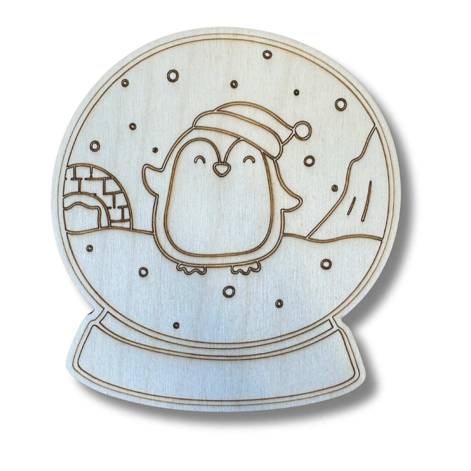 Unfinished Wood Etched Penguin Snow Globe Shape | Paint By Line Crafts | up to 30" DIY - Image 2