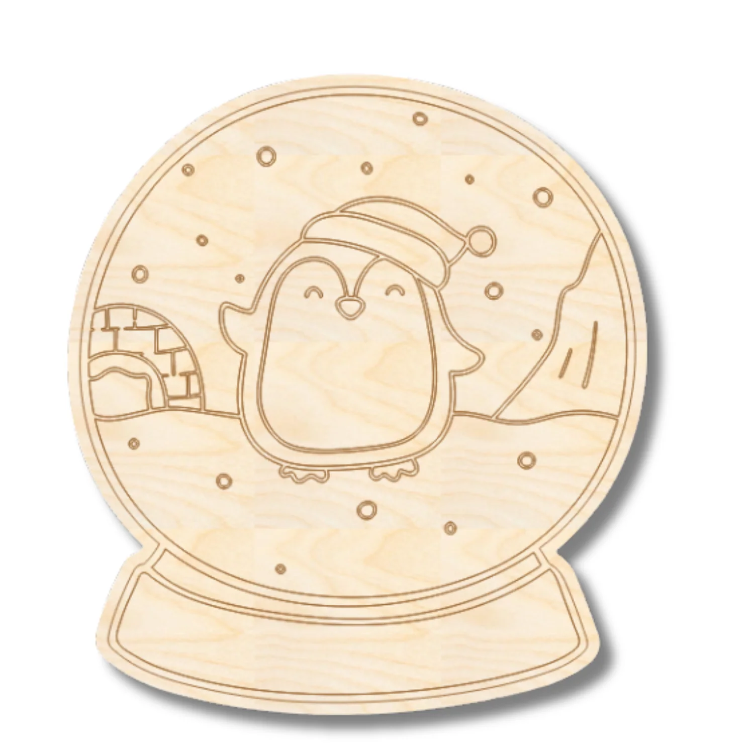Unfinished Wood Etched Penguin Snowglobe Shape | Paint By Line Crafts | up to 30" DIY