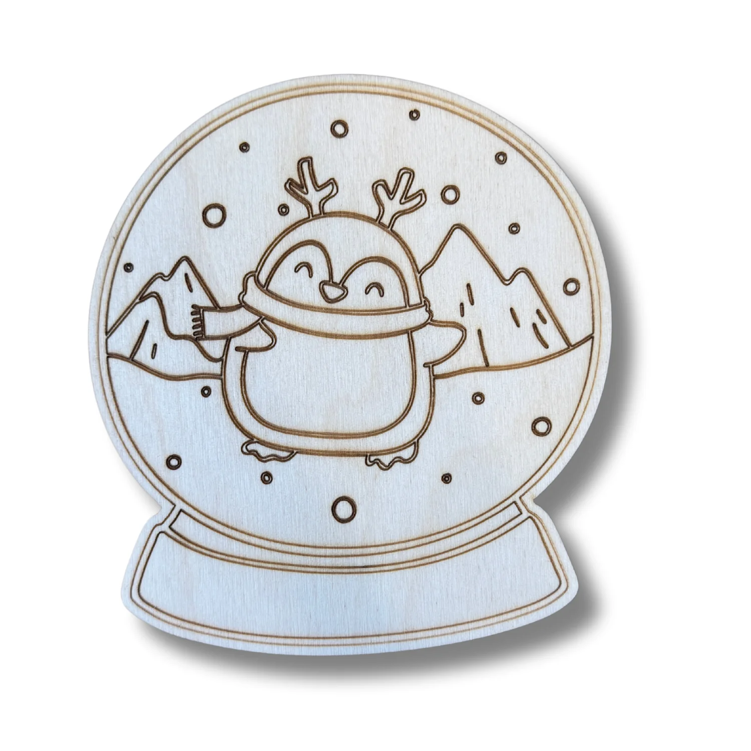Unfinished Wood Etched Penguin Snowglobe Shape | Paint By Line Crafts | up to 30" DIY - Image 2