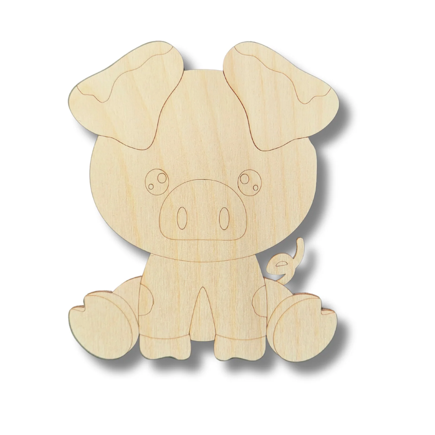 Unfinished Wood Etched Pig Shape | Paint By Line Crafts | up to 30" DIY - Image 2