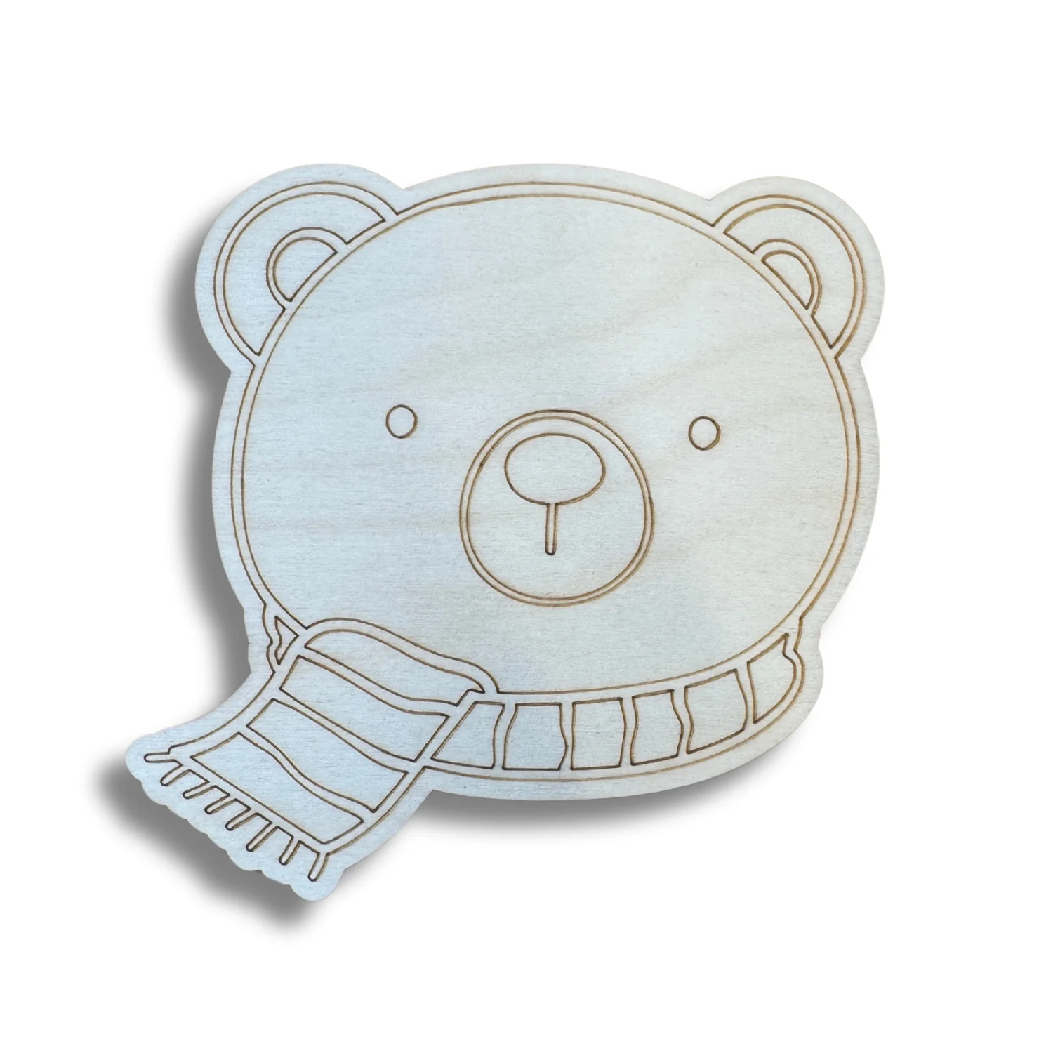 Unfinished Wood Etched Polar Bear Head Shape | Paint By Line Crafts | up to 30" DIY - Image 2