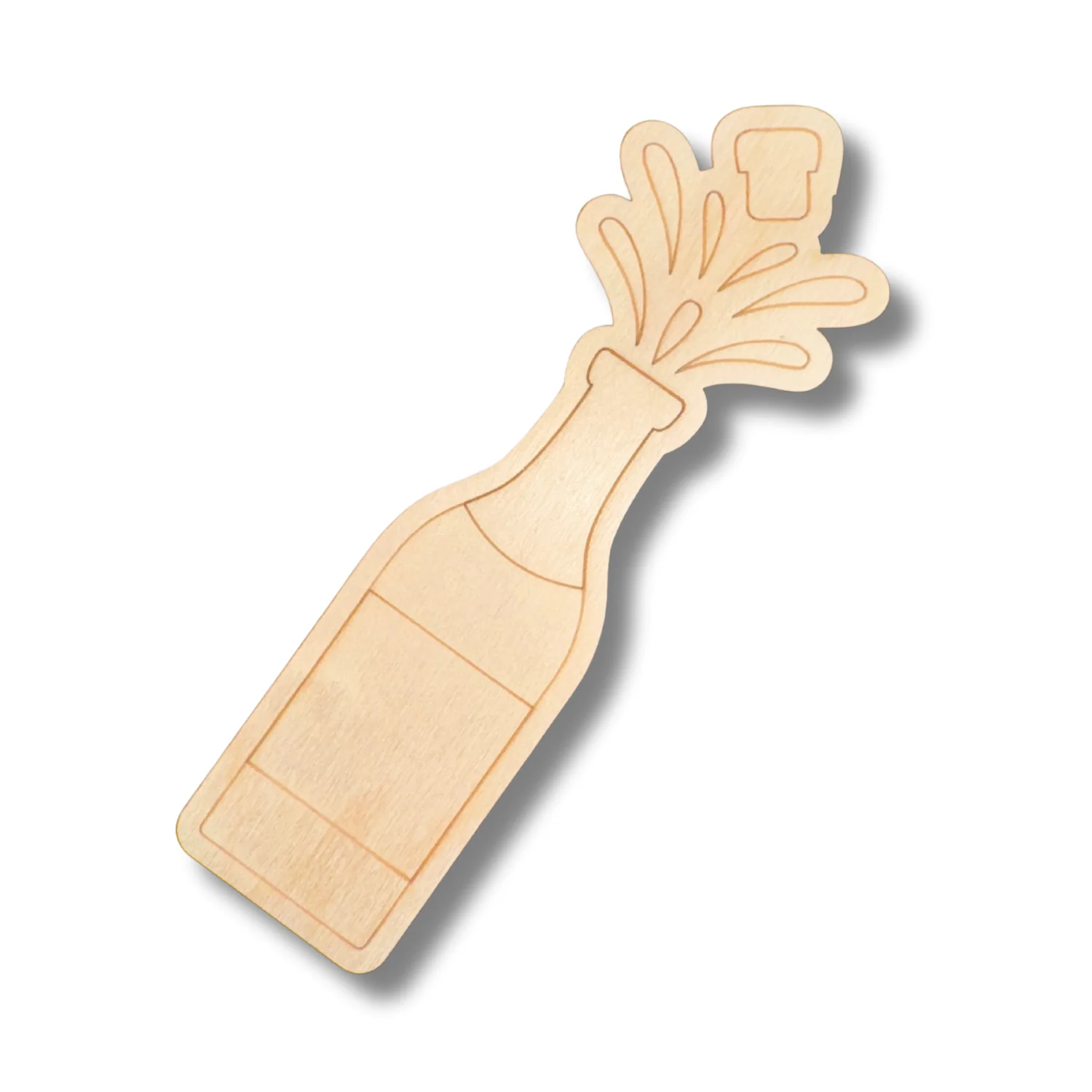 Unfinished Wood Etched Popping Champagne Bottle Shape | Paint By Line Crafts | up to 30" DIY - Image 2