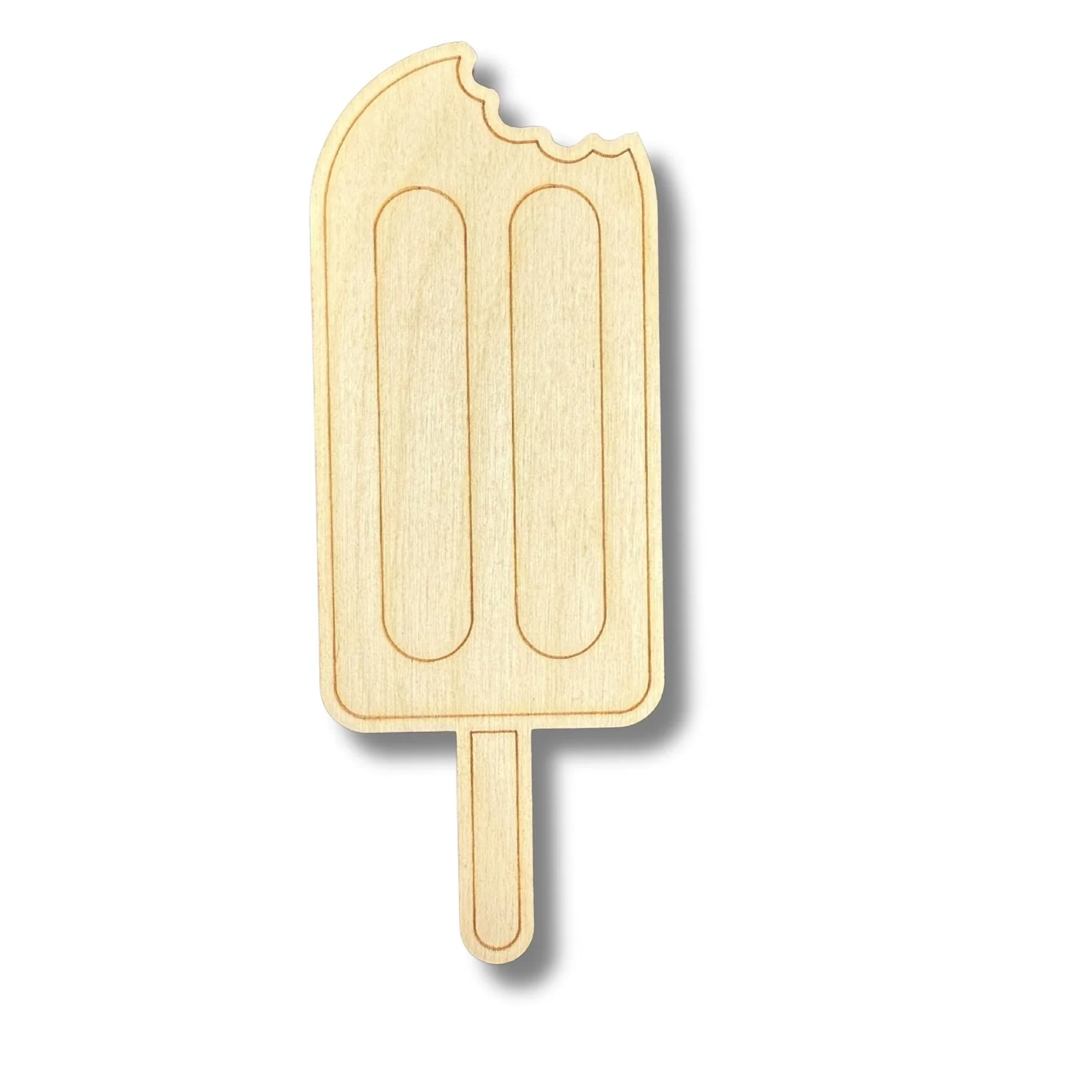Unfinished Wood Etched Popsicle With Bite Shape | Paint By Line Crafts | up to 30" DIY - Image 2