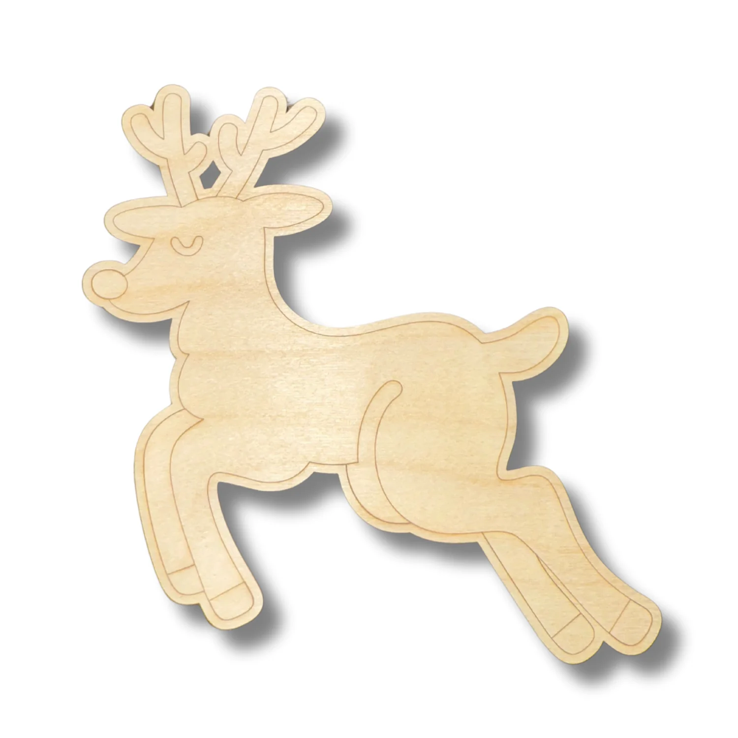 Unfinished Wood Etched Prancing Reindeer Shape | Paint By Line Crafts | up to 30" DIY - Image 2