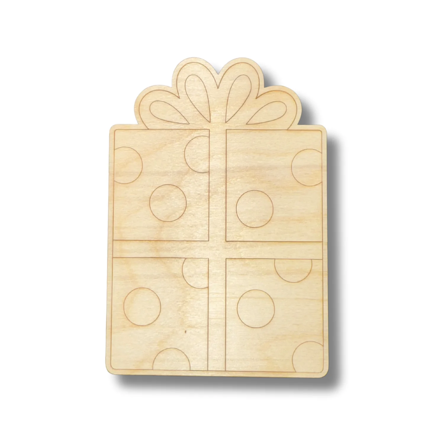 Unfinished Wood Etched Present Shape | Paint By Line Crafts | up to 30" DIY - Image 2