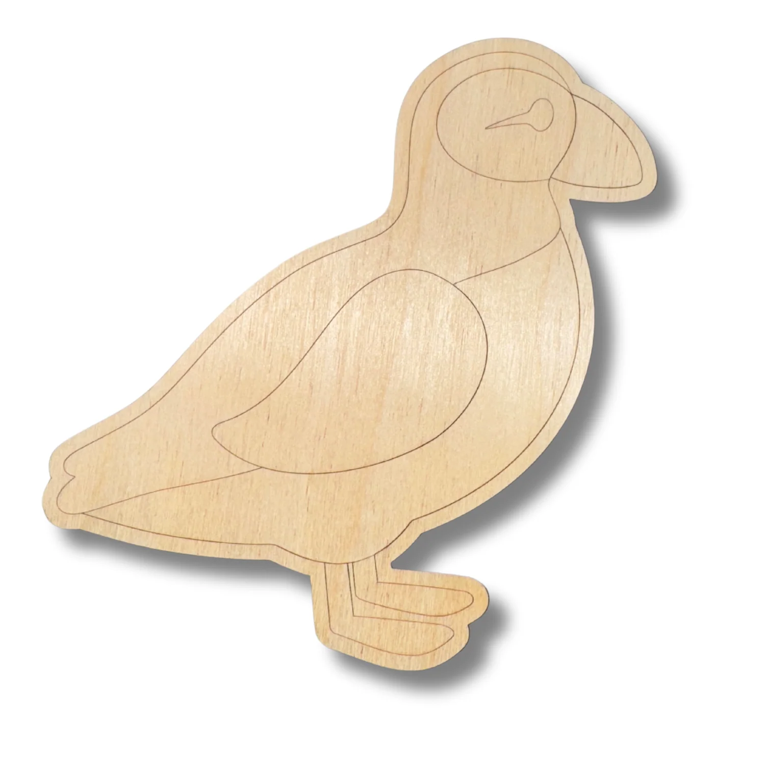 Unfinished Wood Etched Puffin Shape | Paint By Line Crafts | up to 30" DIY - Image 2