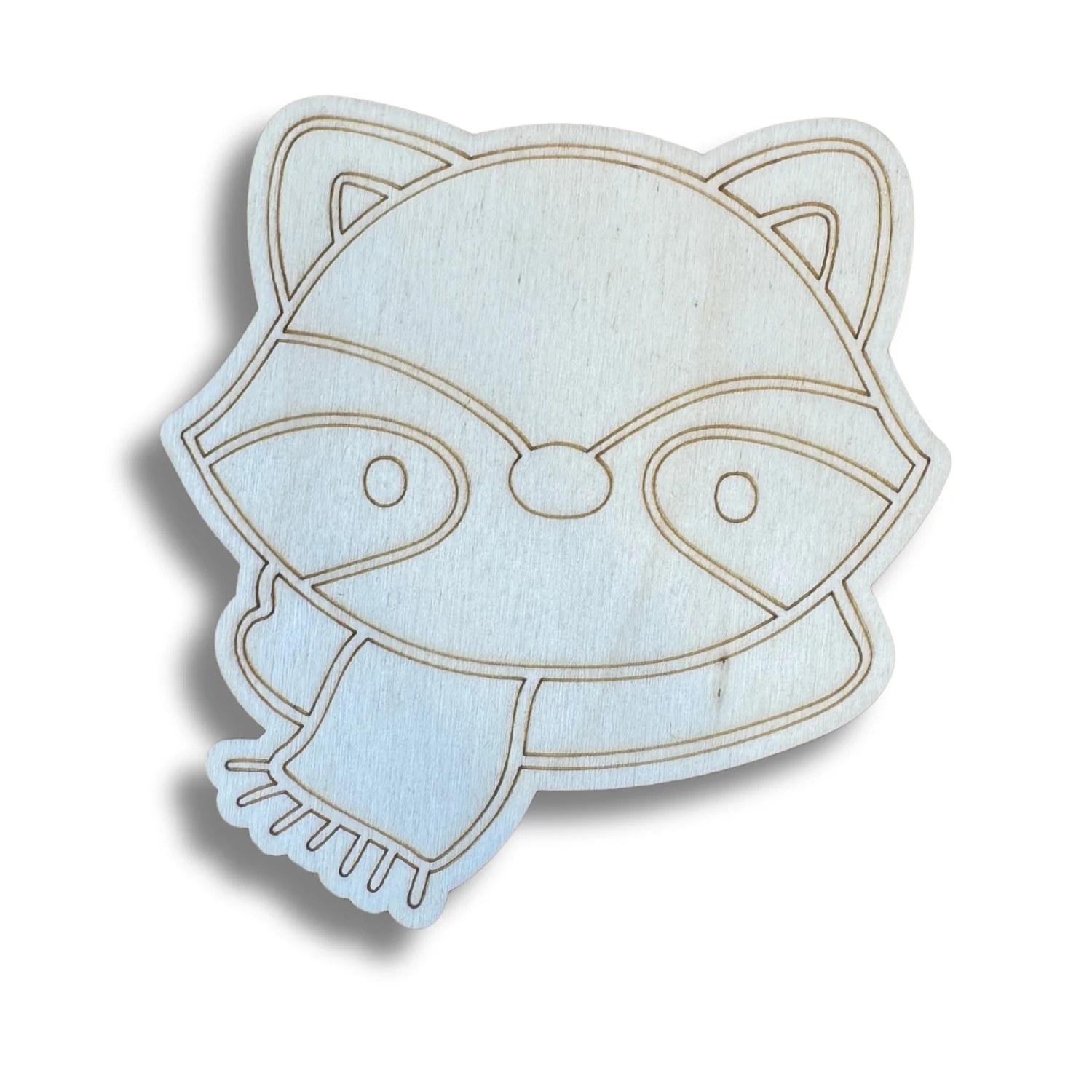 Unfinished Wood Etched Raccoon Head Shape | Paint By Line Crafts | up to 30" DIY - Image 2