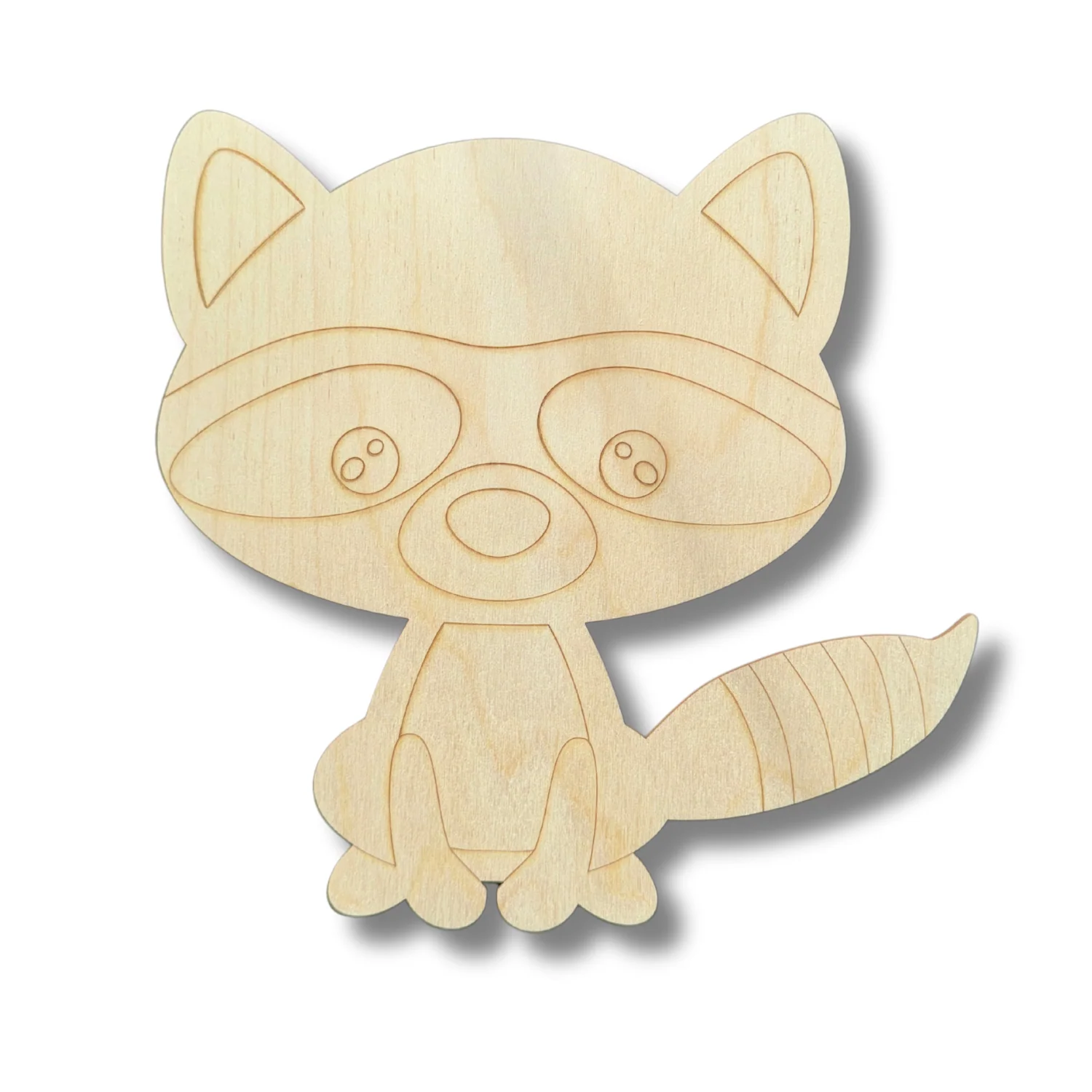 Unfinished Wood Etched Raccoon Shape | Paint By Line Crafts | up to 30" DIY - Image 2