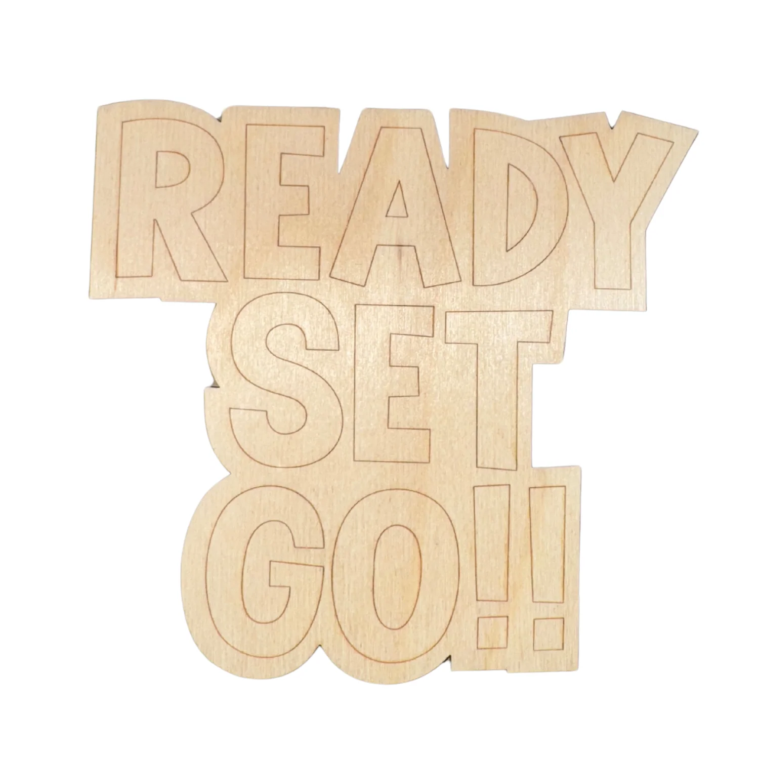 Unfinished Wood Etched Ready Set Go Shape | Paint By Line Crafts | up to 30" DIY - Image 2