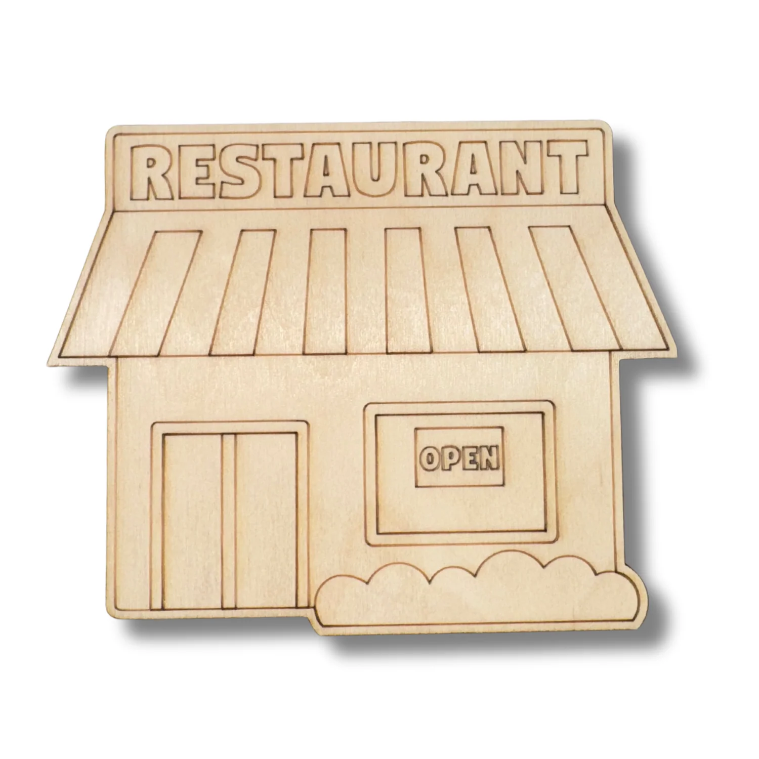Unfinished Wood Etched Restaurant Shape | Paint By Line Crafts | up to 30" DIY - Image 2