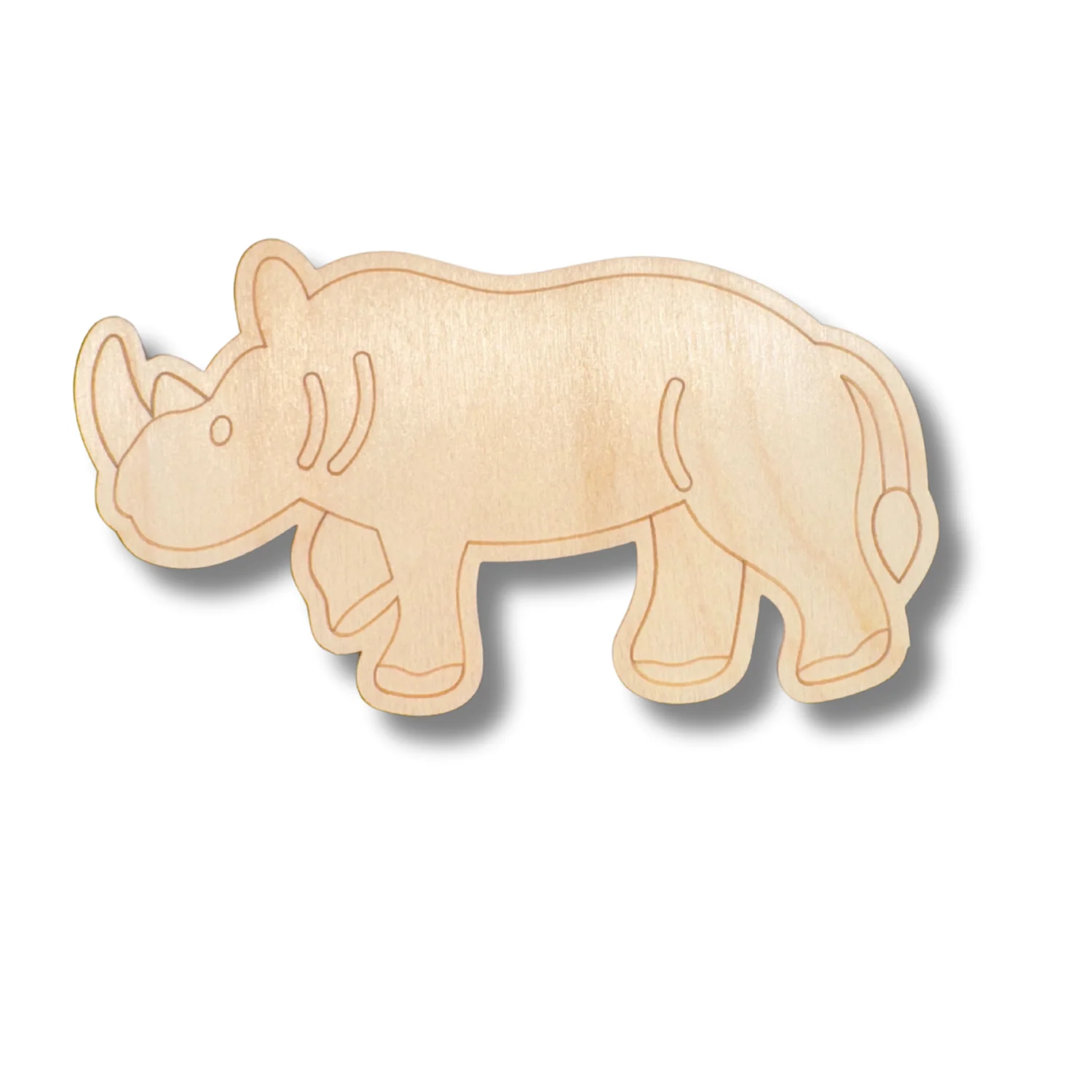 Unfinished Wood Etched Rhino Shape | Paint By Line Crafts | up to 30" DIY - Image 2