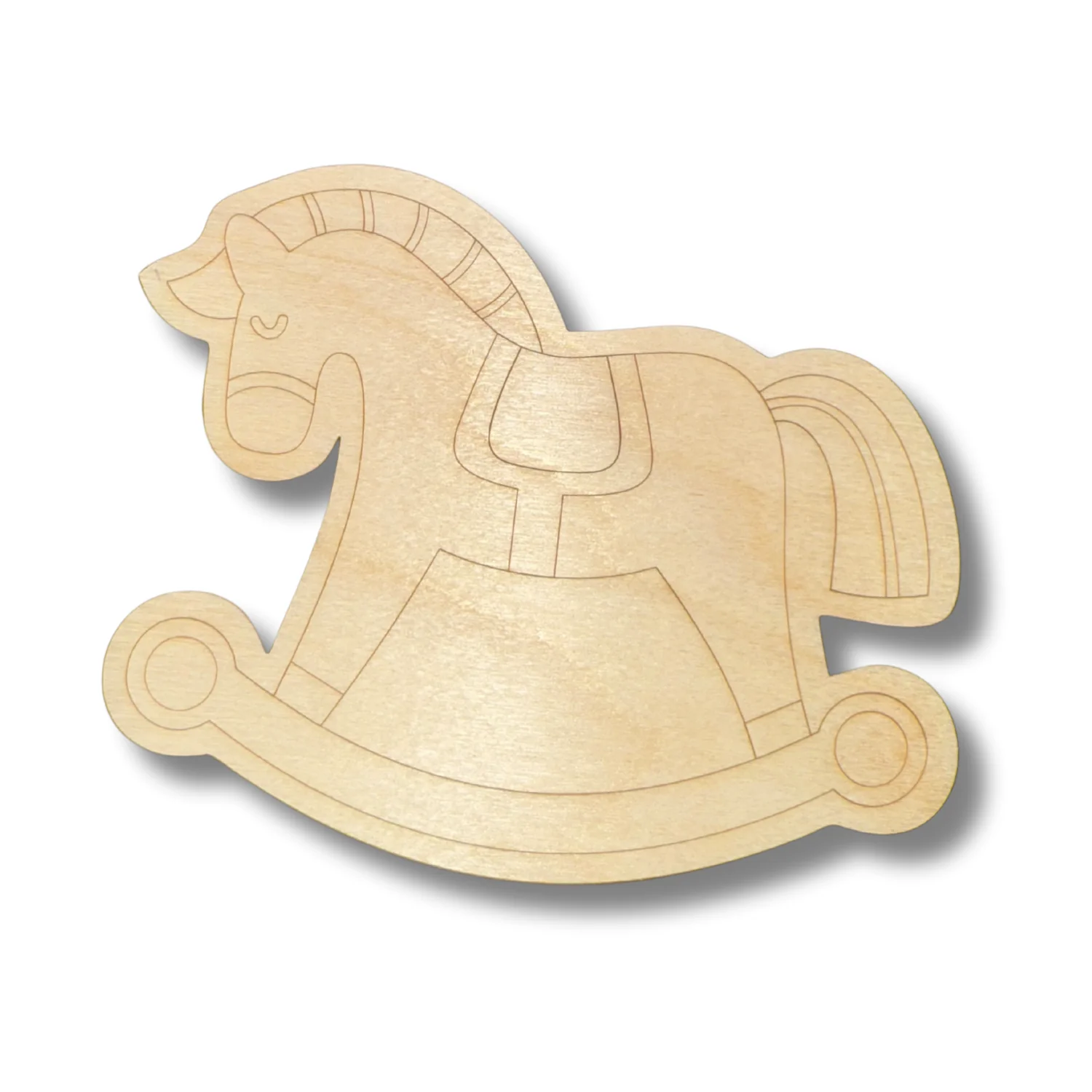 Unfinished Wood Etched Rocking Horse Shape | Paint By Line Crafts | up to 30" DIY - Image 2