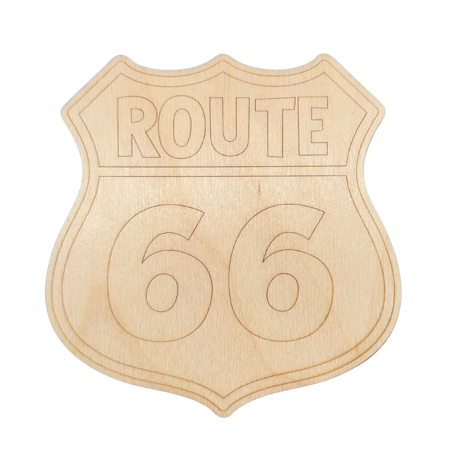 Unfinished Wood Etched Route 66 Shape | Paint By Line Crafts | up to 30" DIY - Image 2