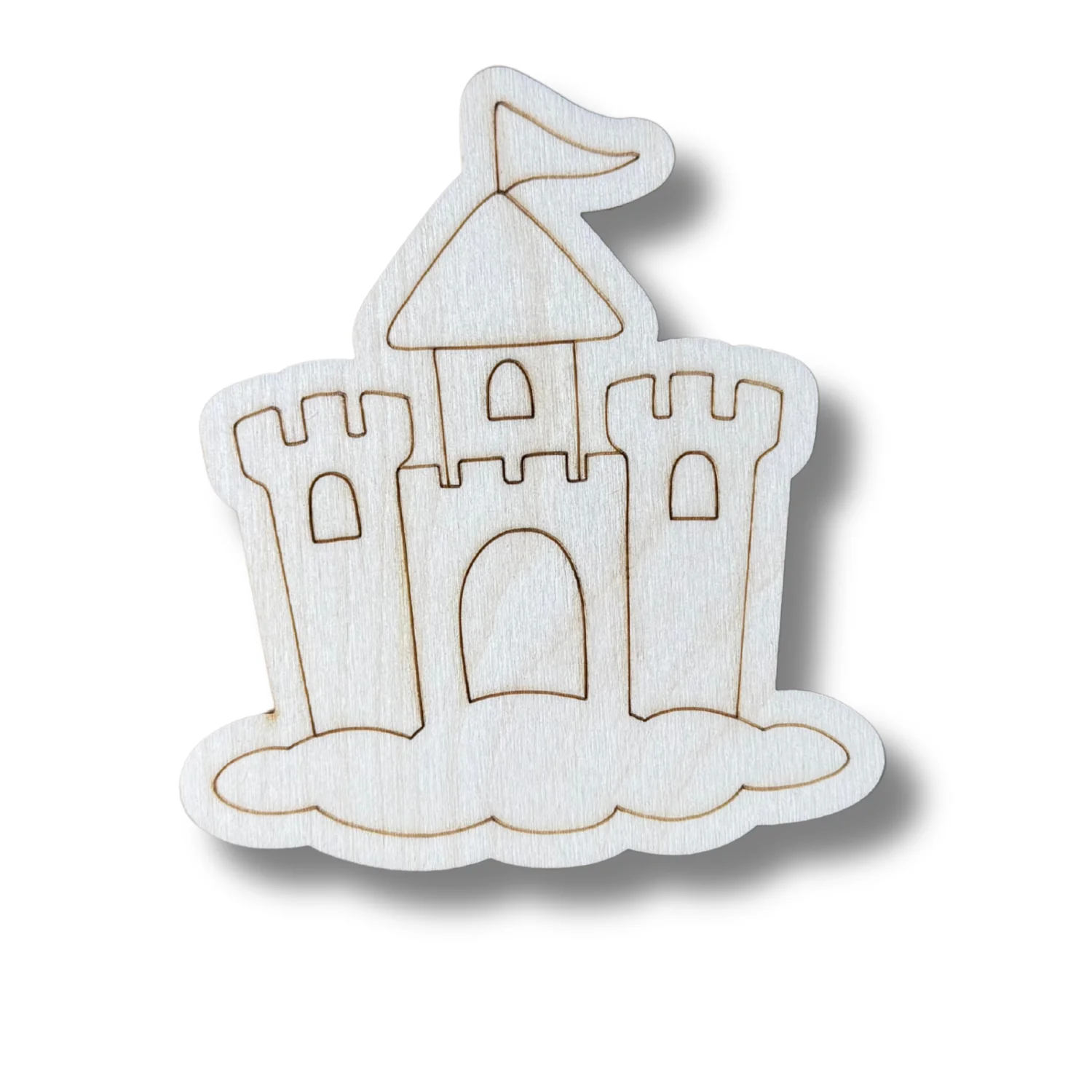 Unfinished Wood Etched Sandcastle Shape | Paint By Line Crafts | up to 30" DIY - Image 2