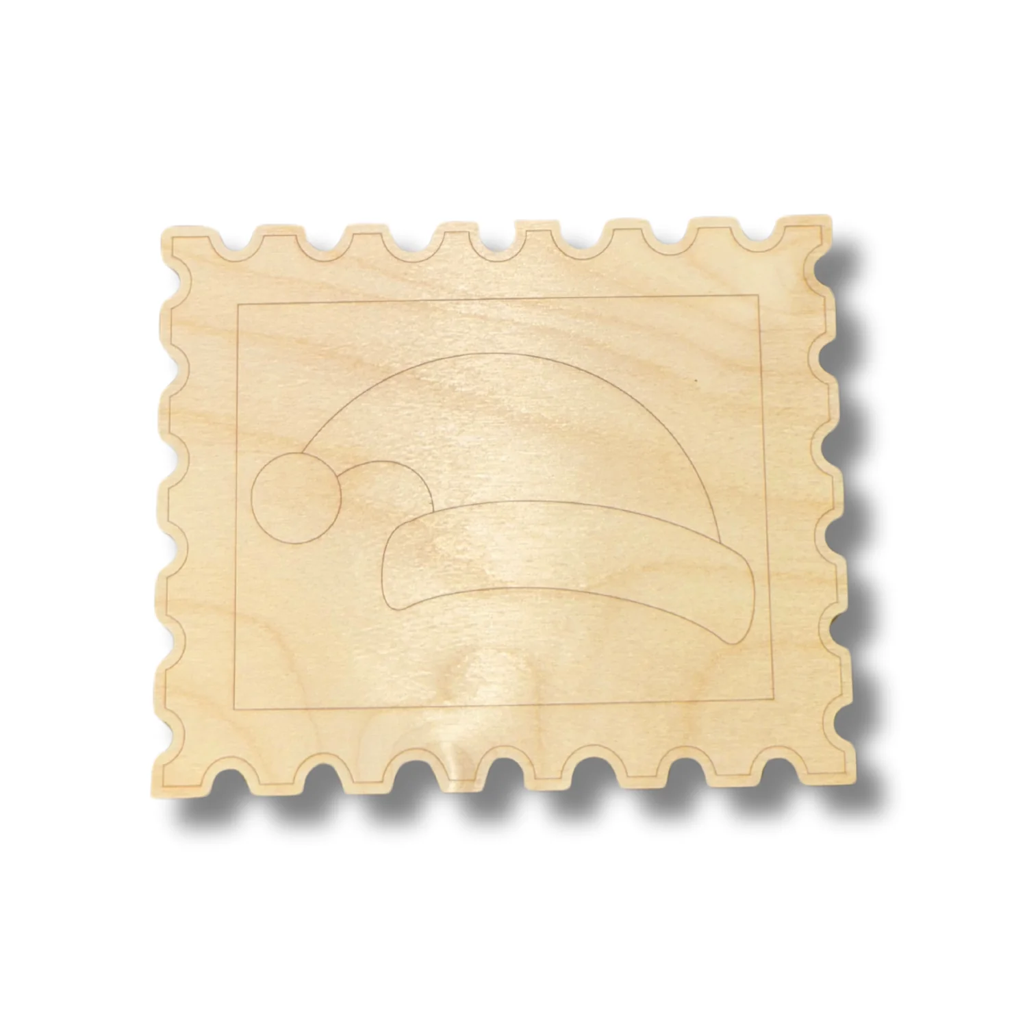 Unfinished Wood Etched Santa Hat Stamp Shape | Paint By Line Crafts | up to 30" DIY - Image 2