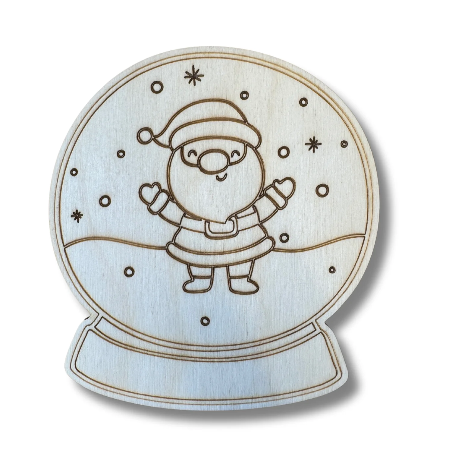 Unfinished Wood Etched Santa Snow Globe Shape | Paint By Line Crafts | up to 30" DIY - Image 2