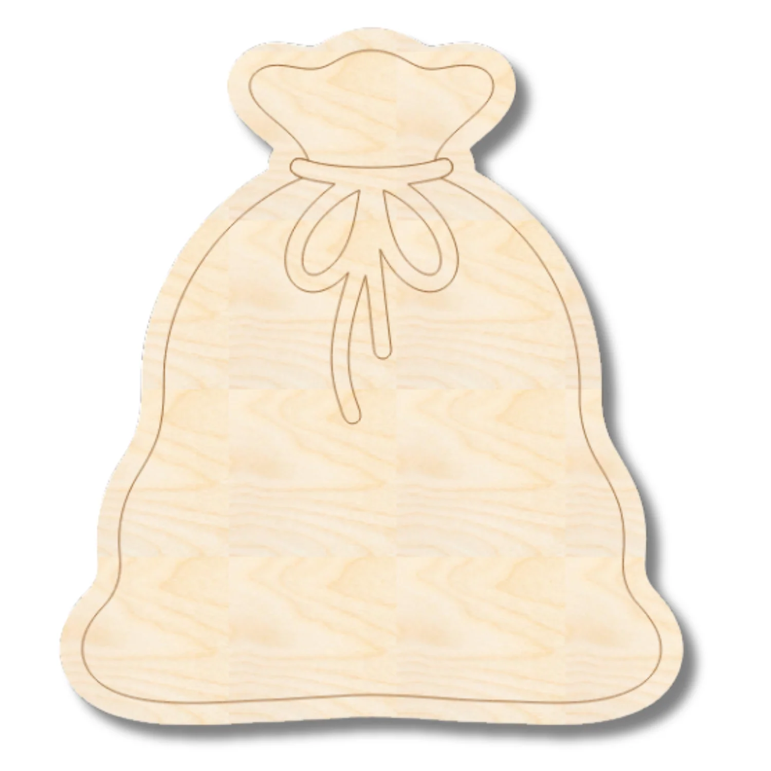 Unfinished Wood Etched Santa's Sack Shape | Paint By Line Crafts | up to 30" DIY