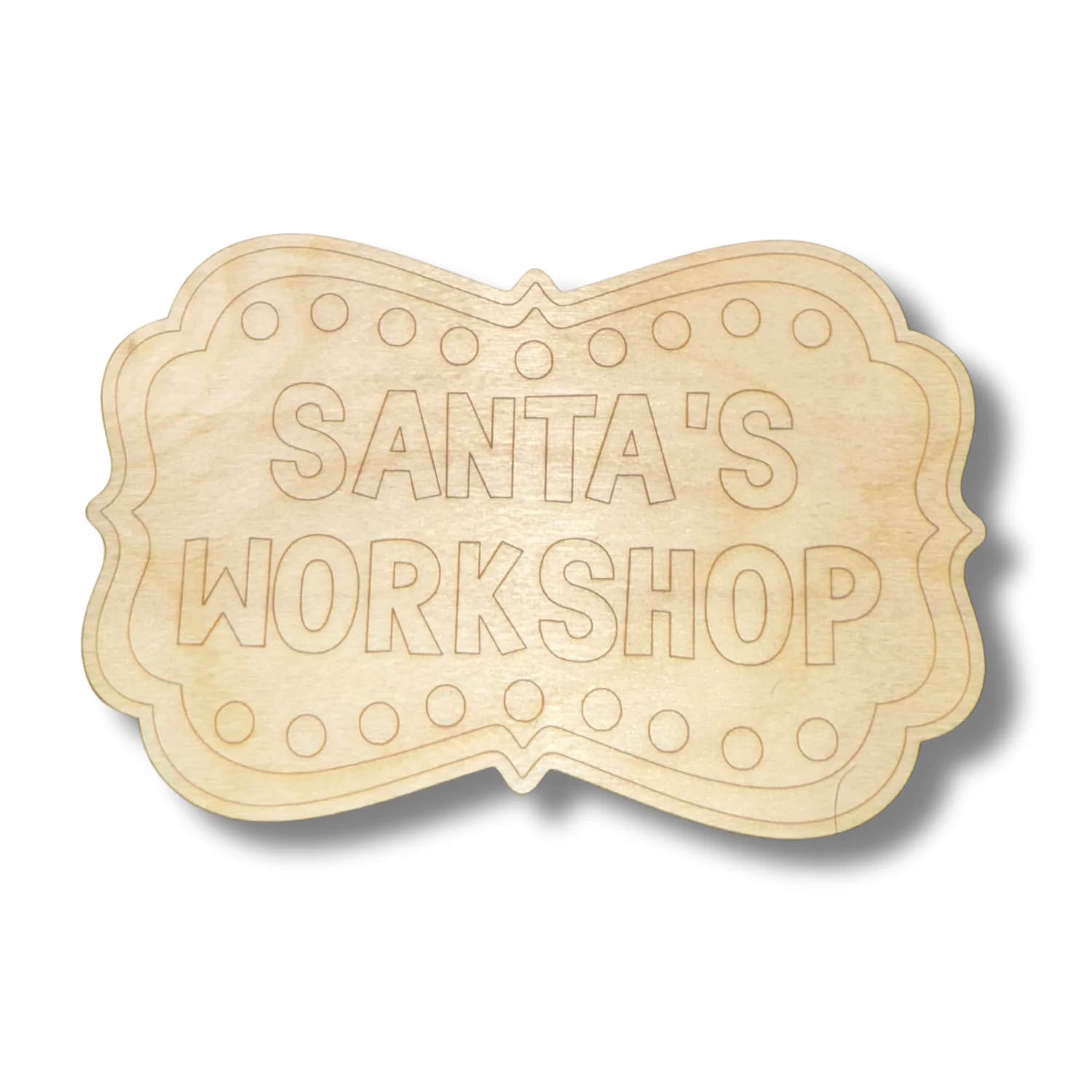 Unfinished Wood Etched Santa's Workshop Shape | Paint By Line Crafts | up to 30" DIY - Image 2