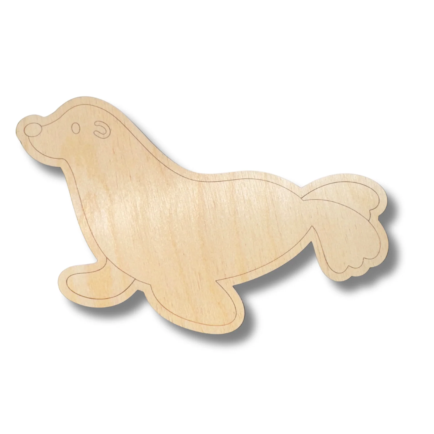 Unfinished Wood Etched Seal Shape | Paint By Line Crafts | up to 30" DIY - Image 2