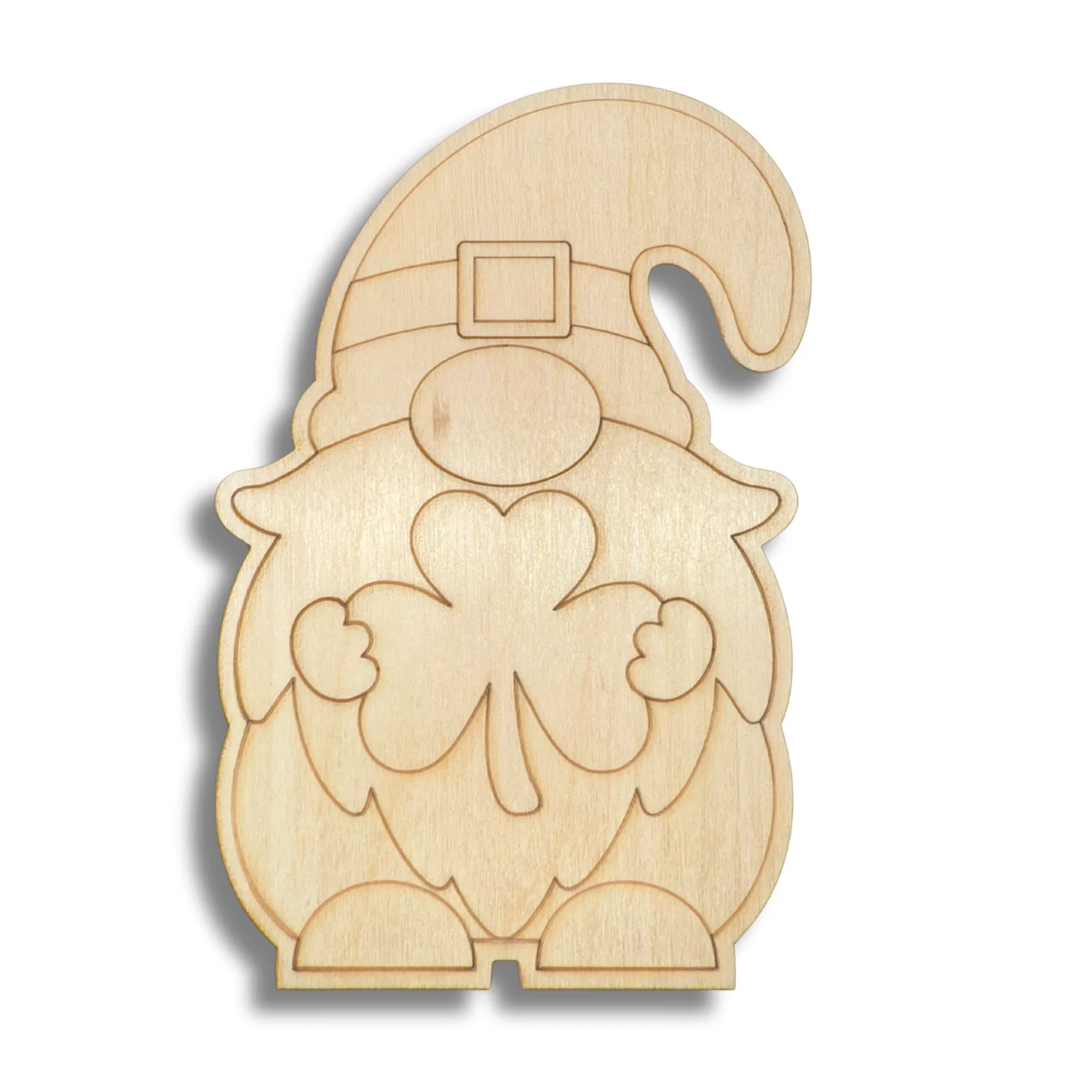 Unfinished Wood Etched Shamrock Gnome Shape | Paint By Line Crafts | up to 30" DIY - Image 2