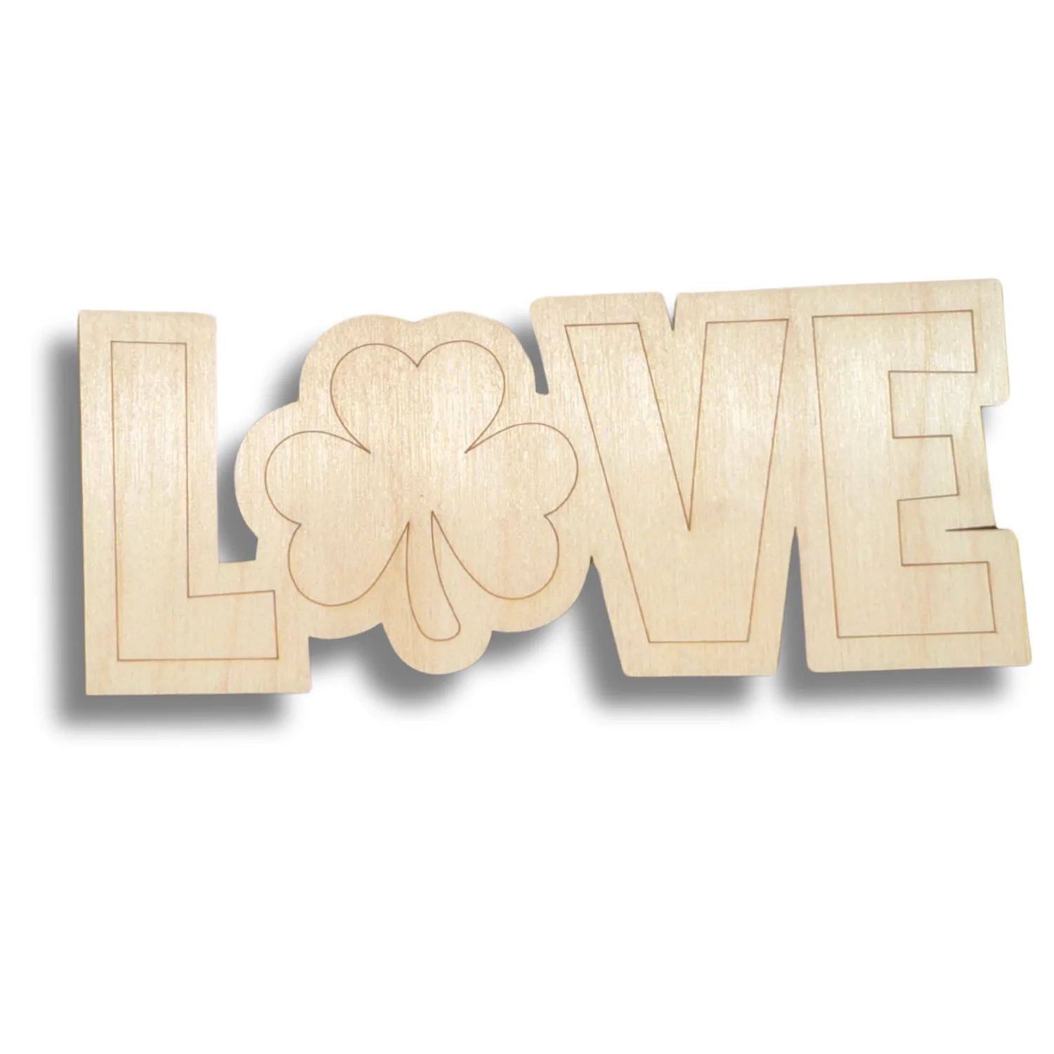 Unfinished Wood Etched Shamrock LOVE Shape | Paint By Line Crafts | up to 30" DIY - Image 2