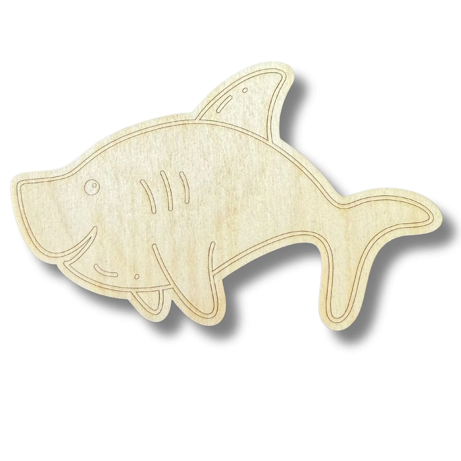 Unfinished Wood Etched Shark Shape | Paint By Line Crafts | up to 30" DIY - Image 2