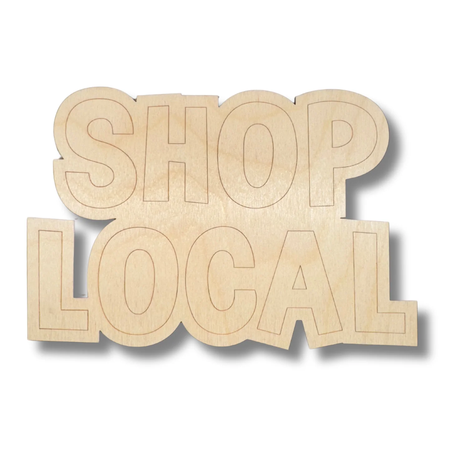 Unfinished Wood Etched Shop Local Shape | Paint By Line Crafts | up to 30" DIY - Image 2