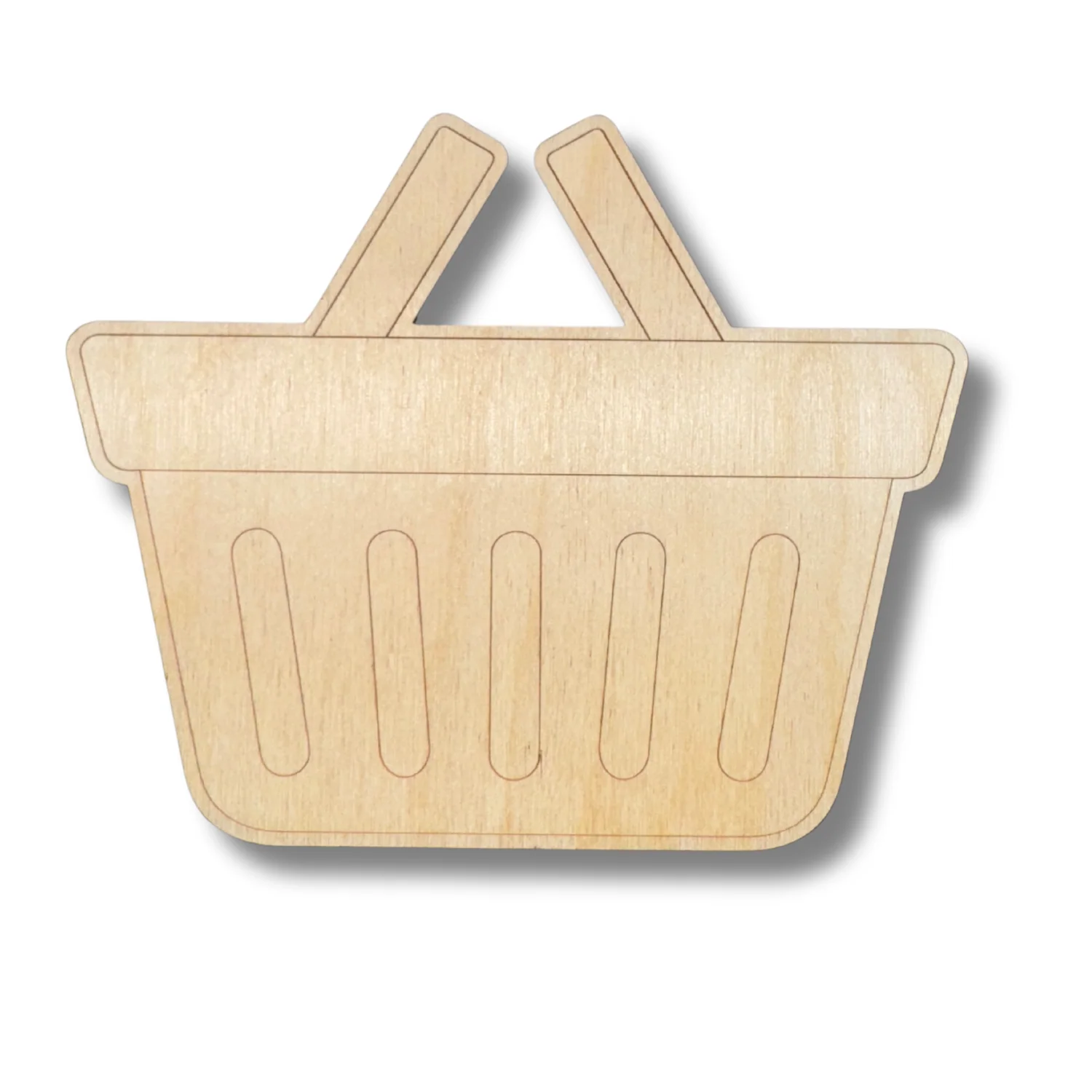 Unfinished Wood Etched Shopping Basket Shape | Paint By Line Crafts | up to 30" DIY - Image 2