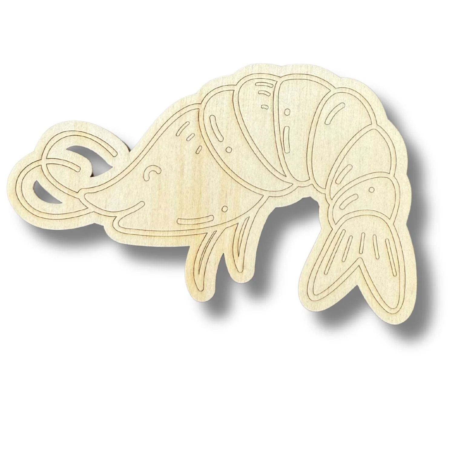 Unfinished Wood Etched Shrimp Shape | Paint By Line Crafts | up to 30" DIY - Image 2