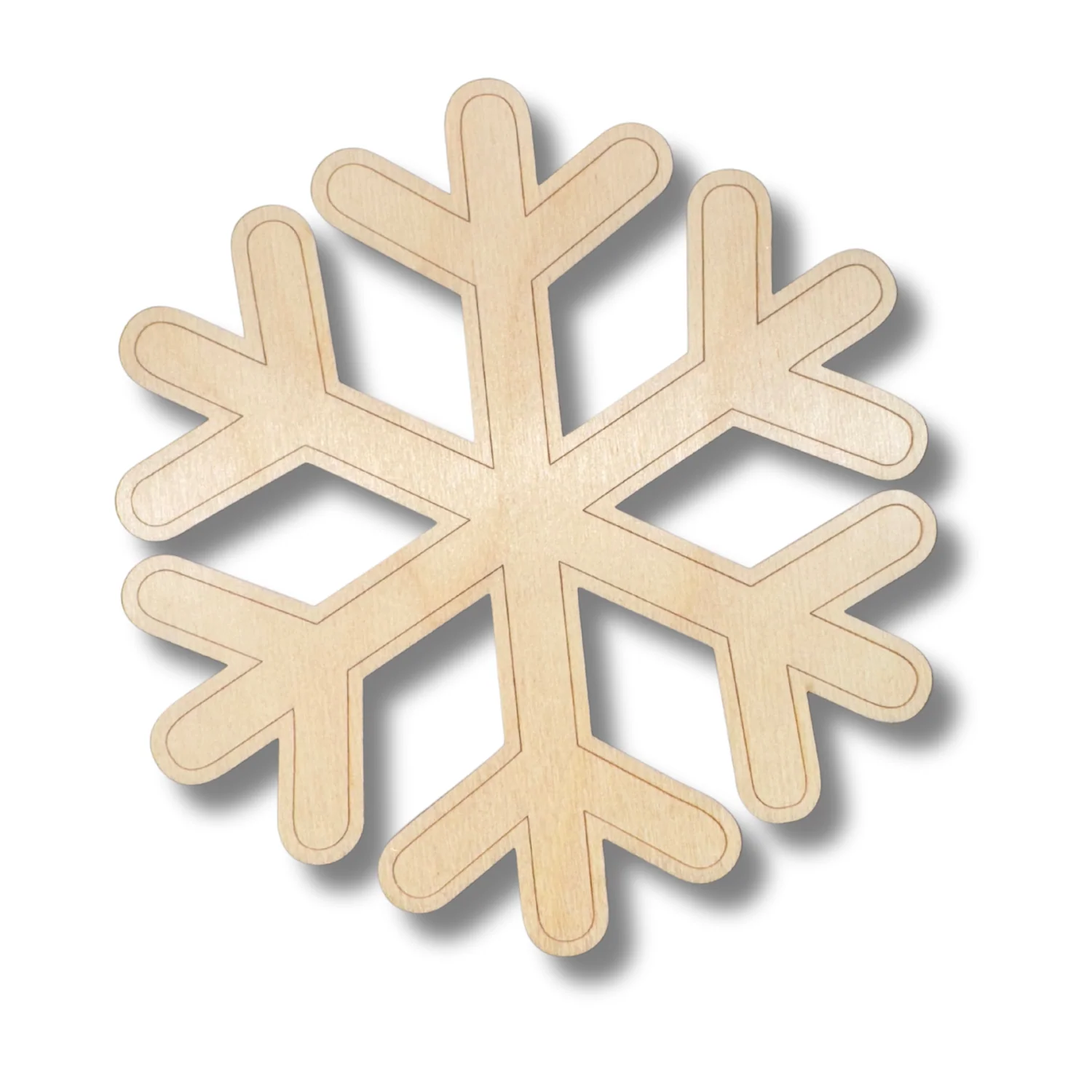 Unfinished Wood Etched Simple Snowflake Shape | Paint By Line Crafts | up to 30" DIY - Image 2
