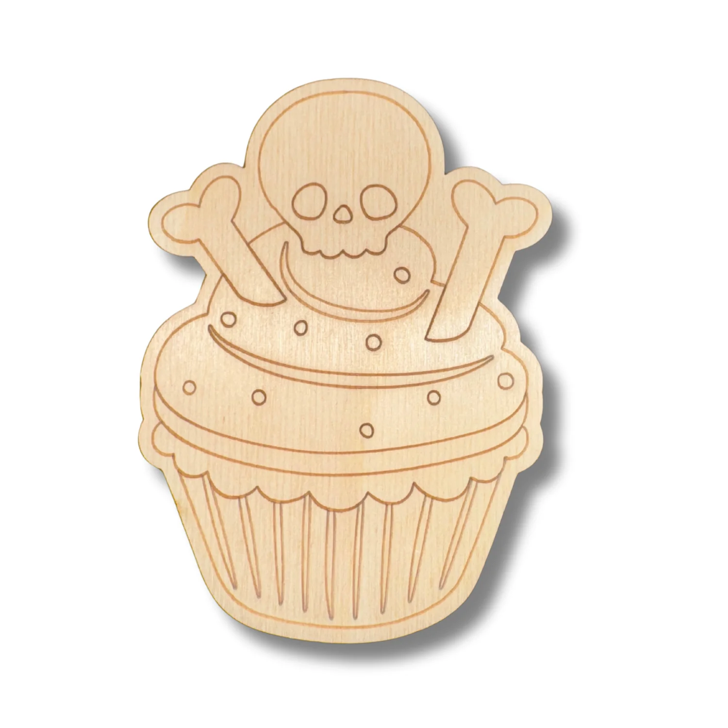 Unfinished Wood Etched Skull Cup Cake Shape | Paint By Line Crafts | up to 30" DIY - Image 2
