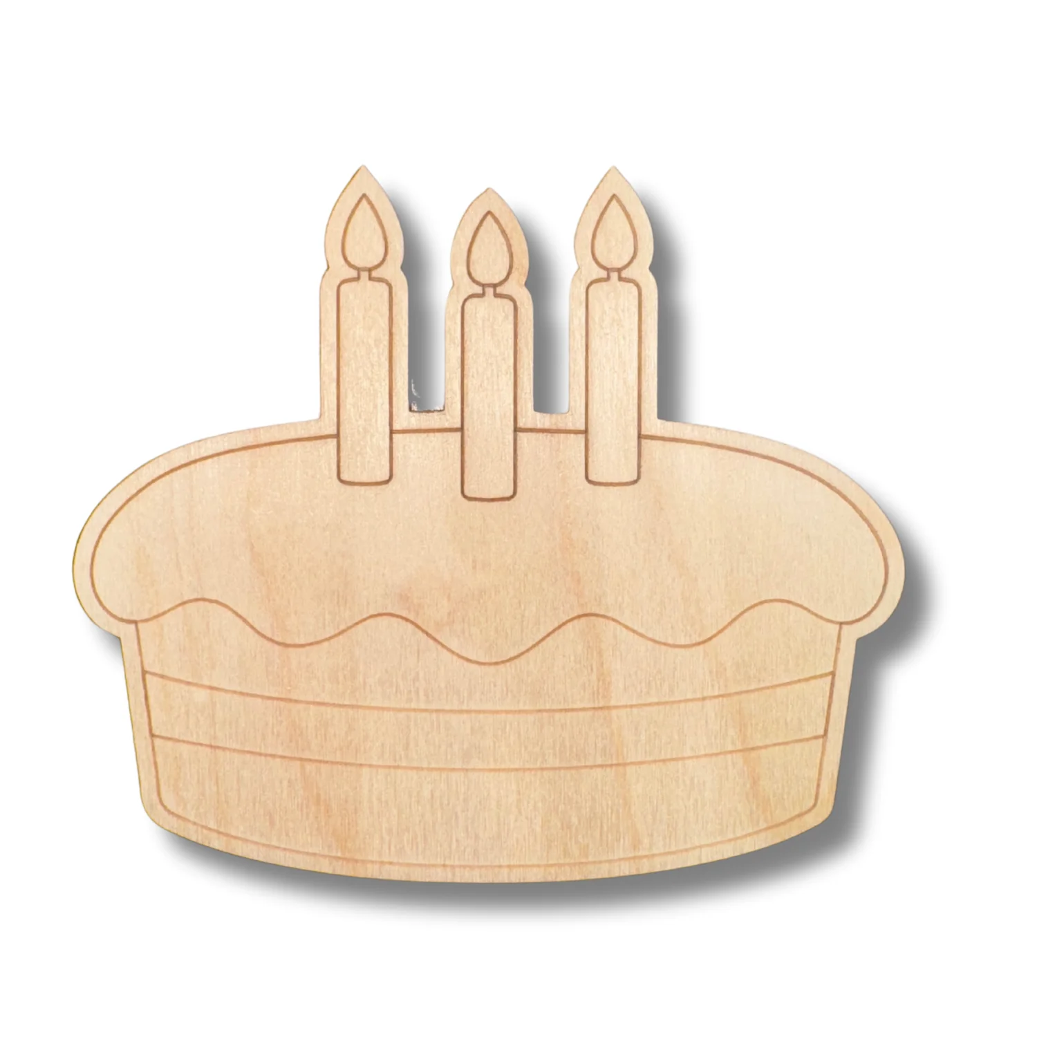 Unfinished Wood Etched Small Birthday Cake Shape | Paint By Line Crafts | up to 30" DIY - Image 2