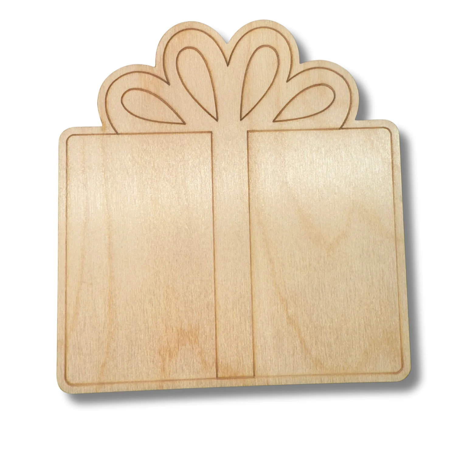 Unfinished Wood Etched Small Present Shape | Paint By Line Crafts | up to 30" DIY - Image 2