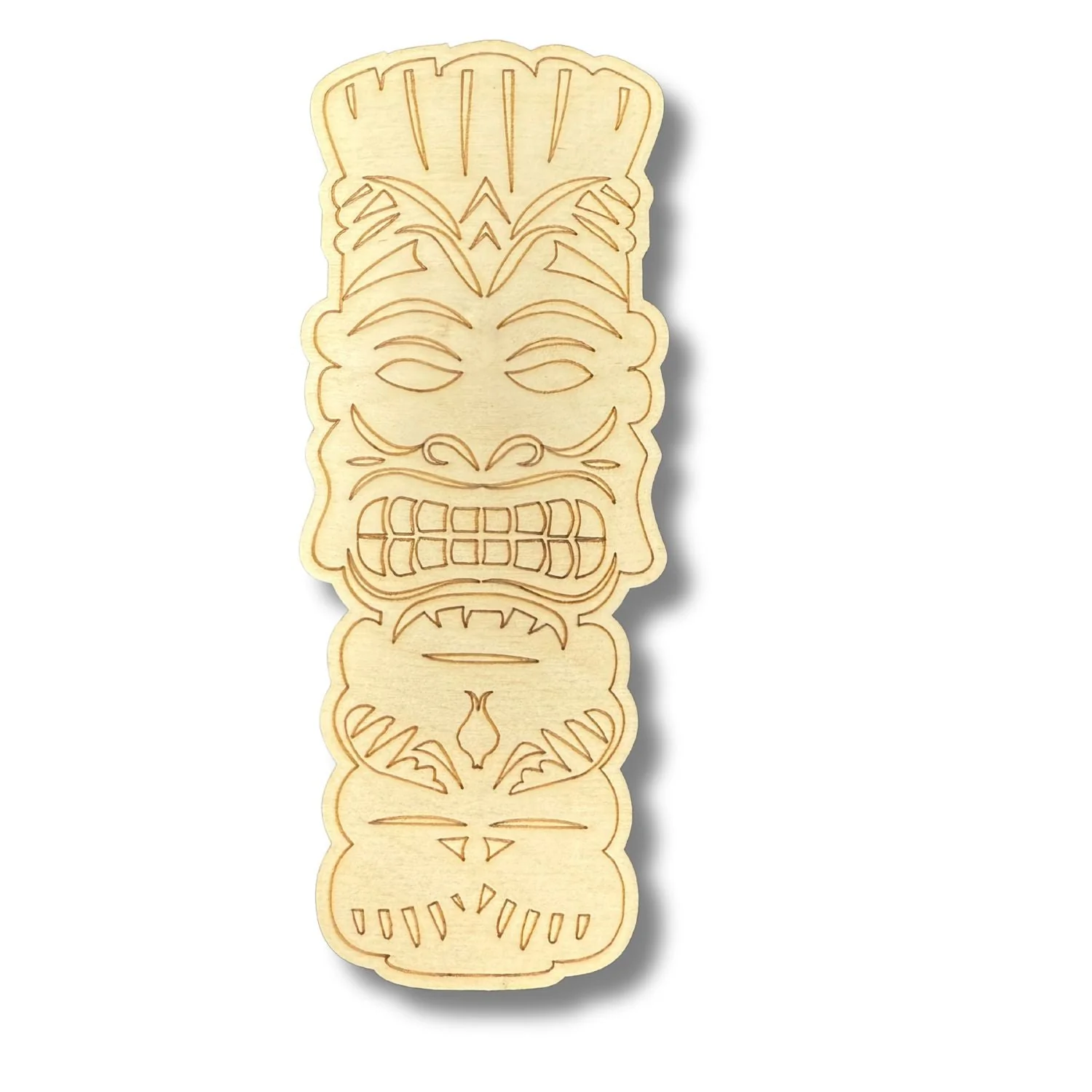Unfinished Wood Etched Small Tiki Shape | Paint By Line Crafts | up to 30" DIY - Image 2