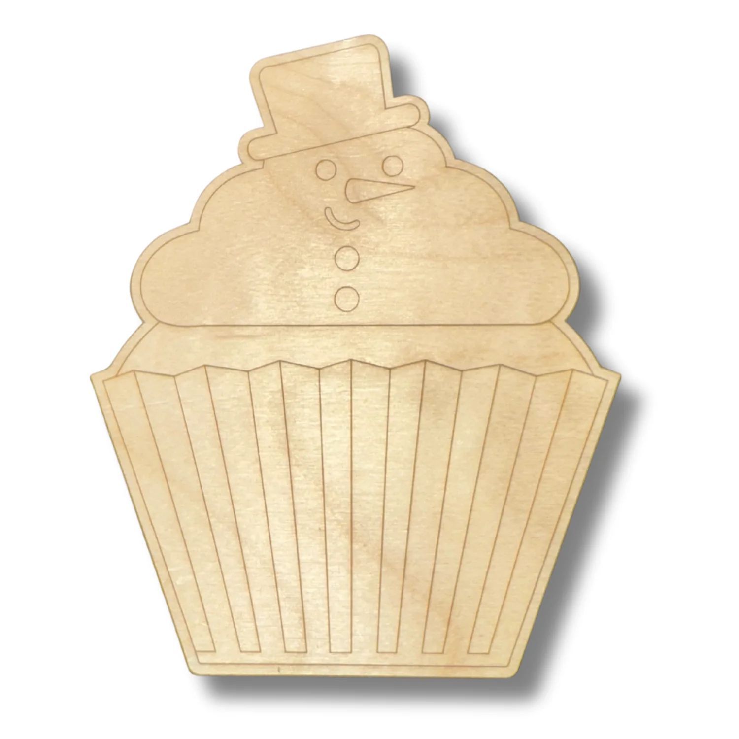 Unfinished Wood Etched Snowman Cupcake Shape | Paint By Line Crafts | up to 30" DIY - Image 2