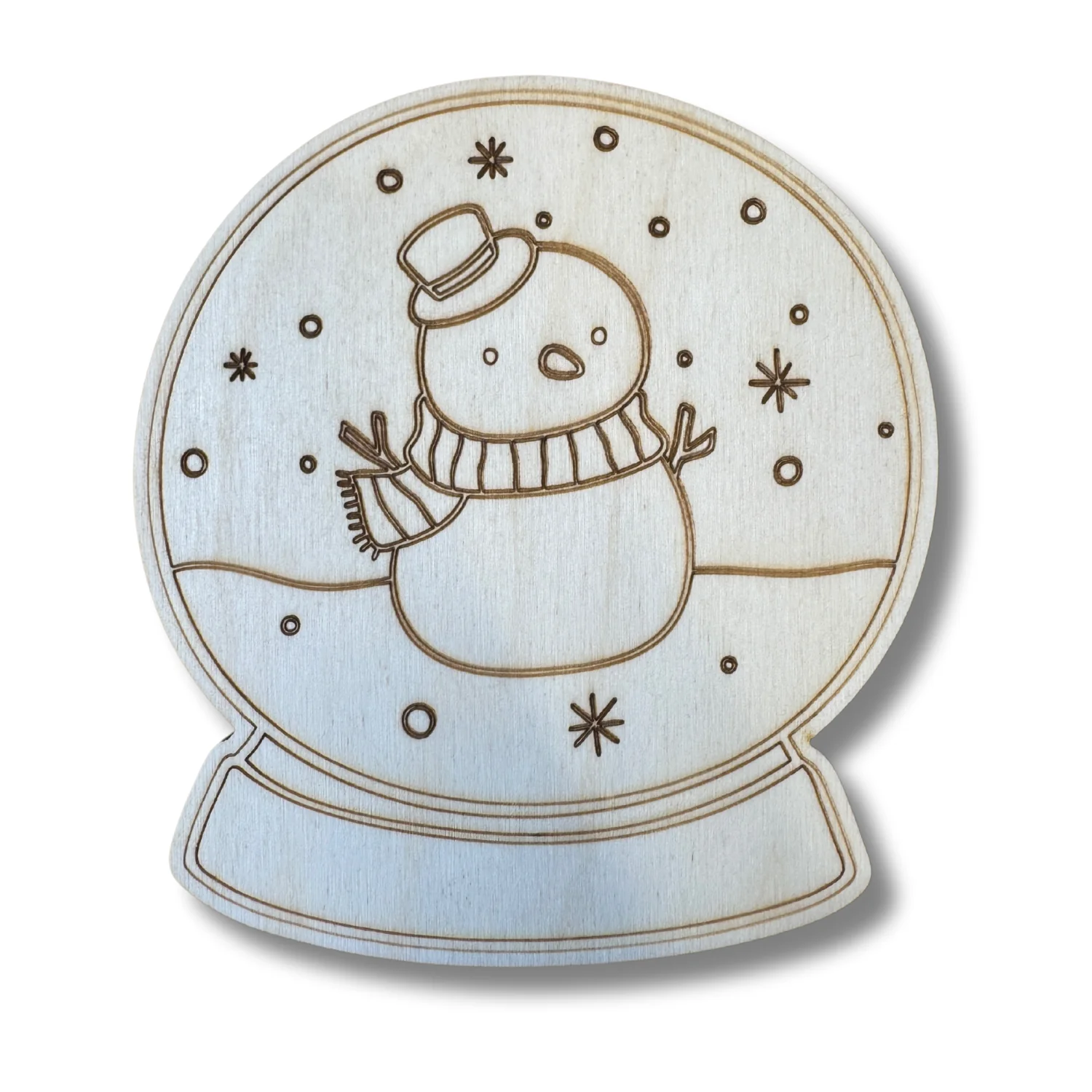 Unfinished Wood Etched Snowman Snowglobe Shape | Paint By Line Crafts | up to 30" DIY - Image 2