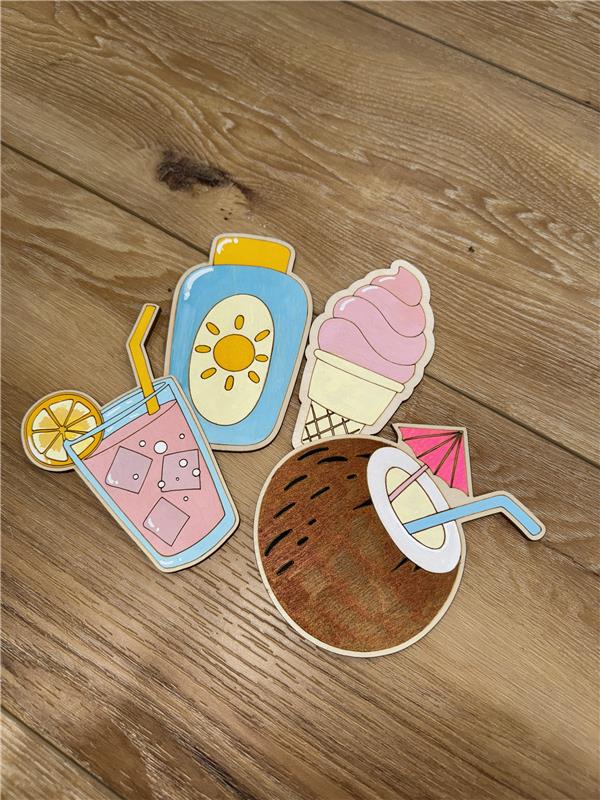 Unfinished Wood Etched Soft Serve Shape | Paint By Line Crafts | up to 30" DIY - Image 2