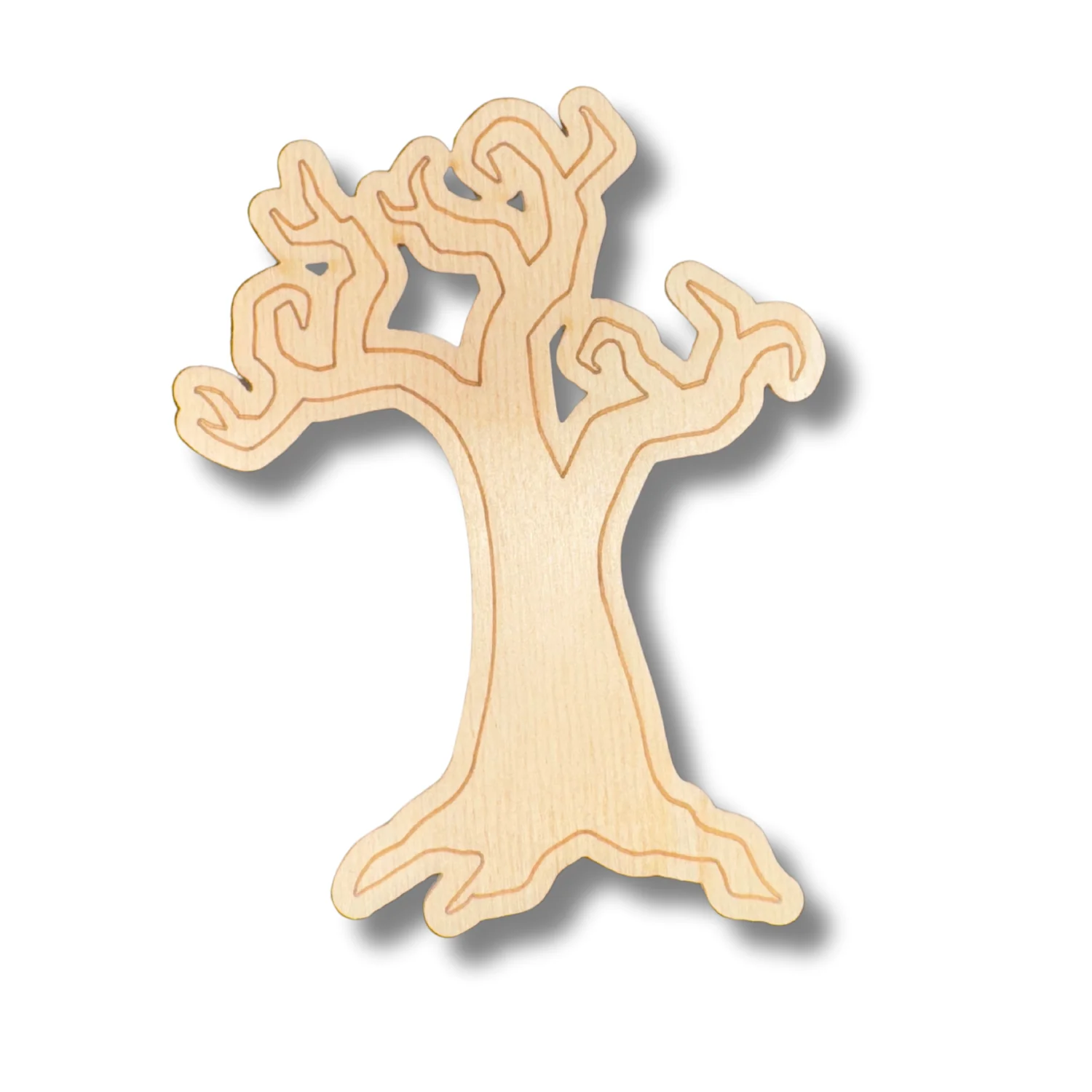 Unfinished Wood Etched Spooky Tree Shape | Paint By Line Crafts | up to 30" DIY - Image 2