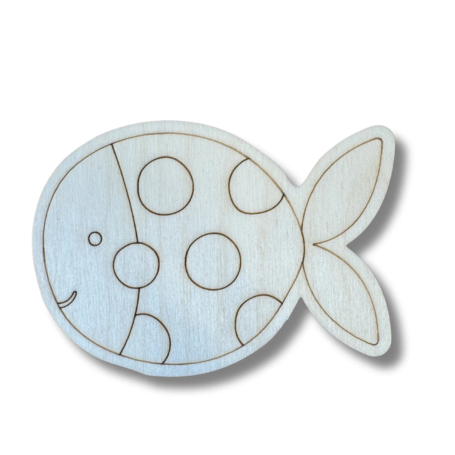 Unfinished Wood Etched Spotted Fish Shape | Paint By Line Crafts | up to 30" DIY - Image 2