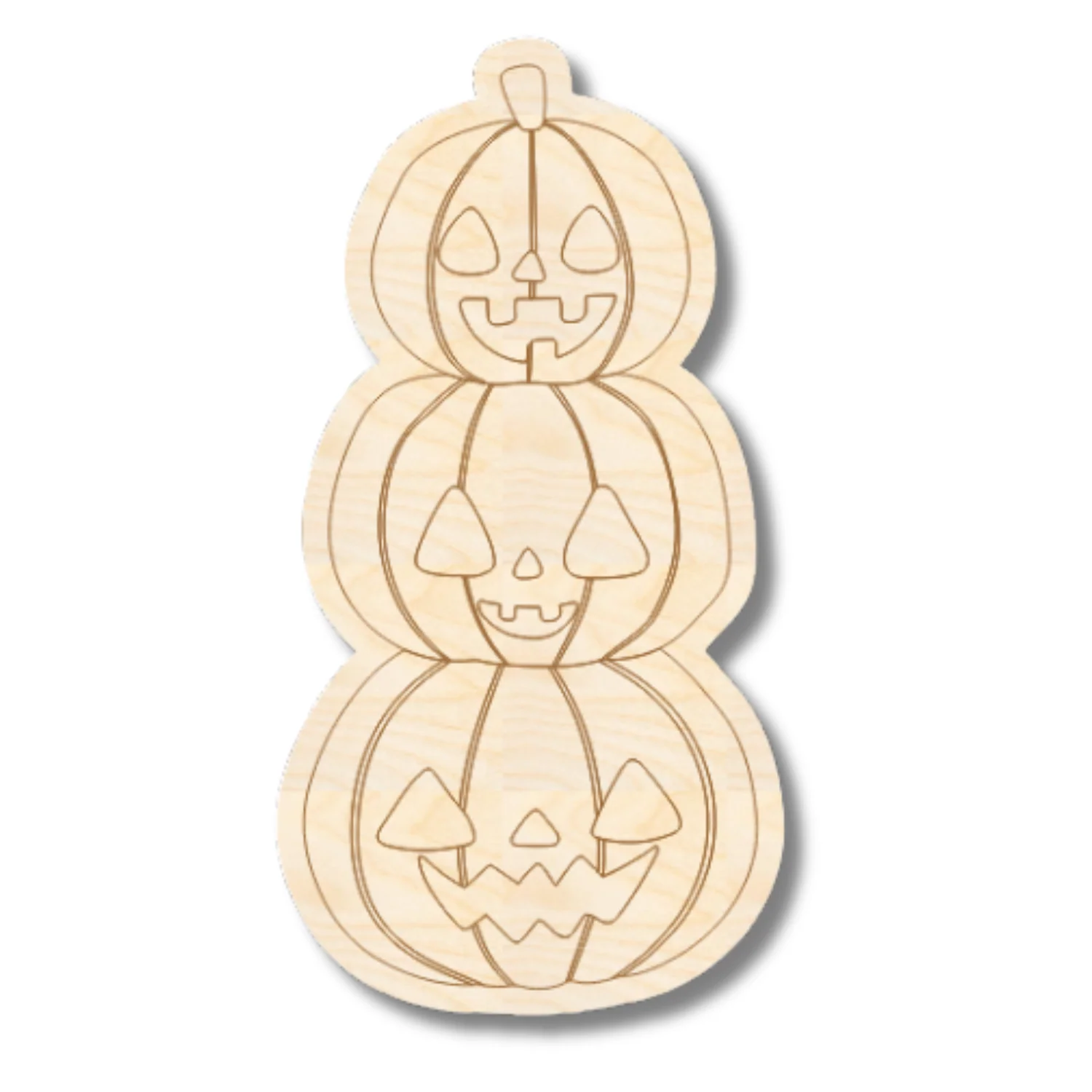 Unfinished Wood Etched Stacked Jack o 'Lantern Shape | Paint By Line Crafts | up to 30" DIY