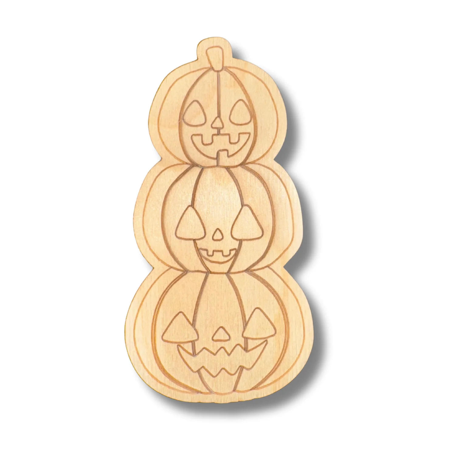 Unfinished Wood Etched Stacked Jack o 'Lantern Shape | Paint By Line Crafts | up to 30" DIY - Image 2