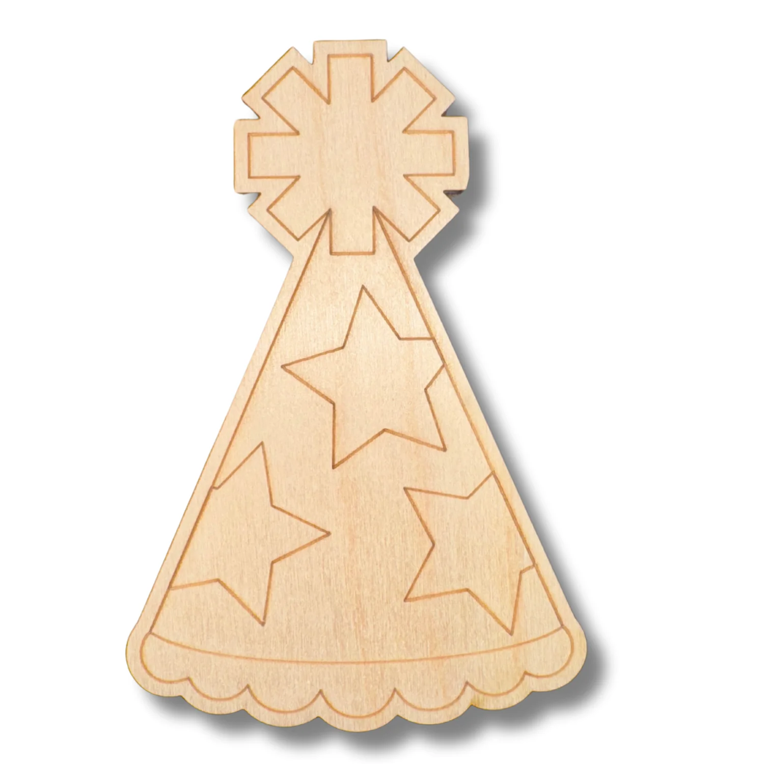 Unfinished Wood Etched Star Party Hat Shape | Paint By Line Crafts | up to 30" DIY - Image 2