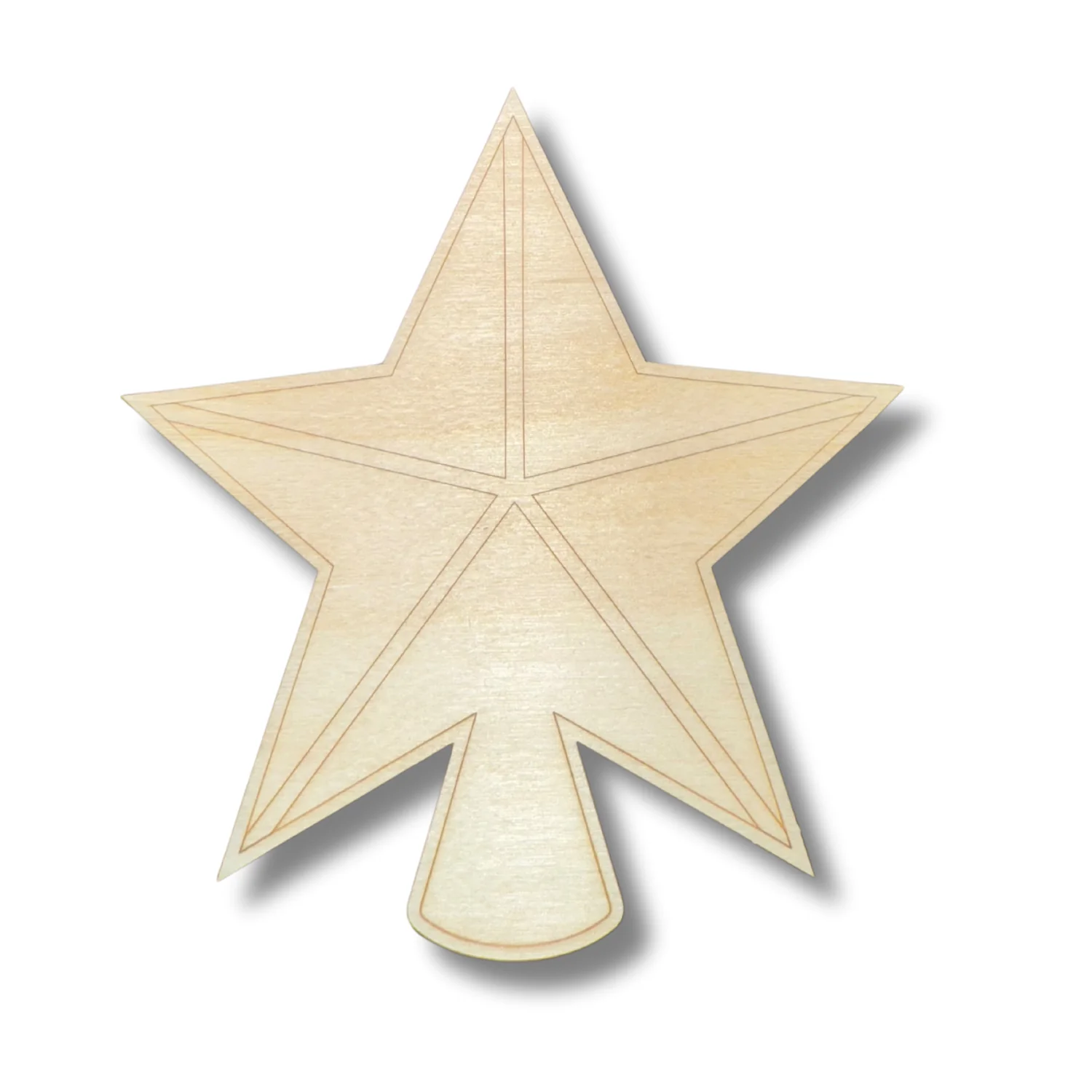 Unfinished Wood Etched Star Tree Topper Shape | Paint By Line Crafts | up to 30" DIY - Image 2