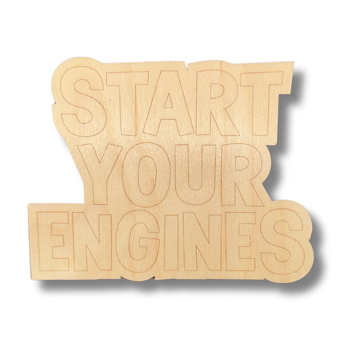Unfinished Wood Etched Start Your Engines Shape | Paint By Line Crafts | up to 30" DIY - Image 2