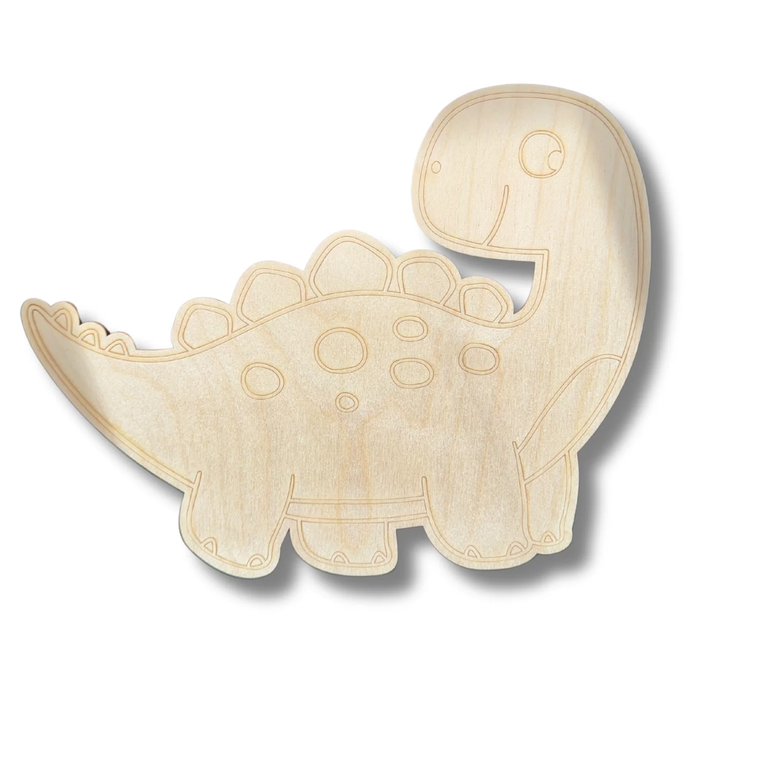 Unfinished Wood Etched Stegosaurus Shape | Paint By Line Crafts | up to 30" DIY - Image 2