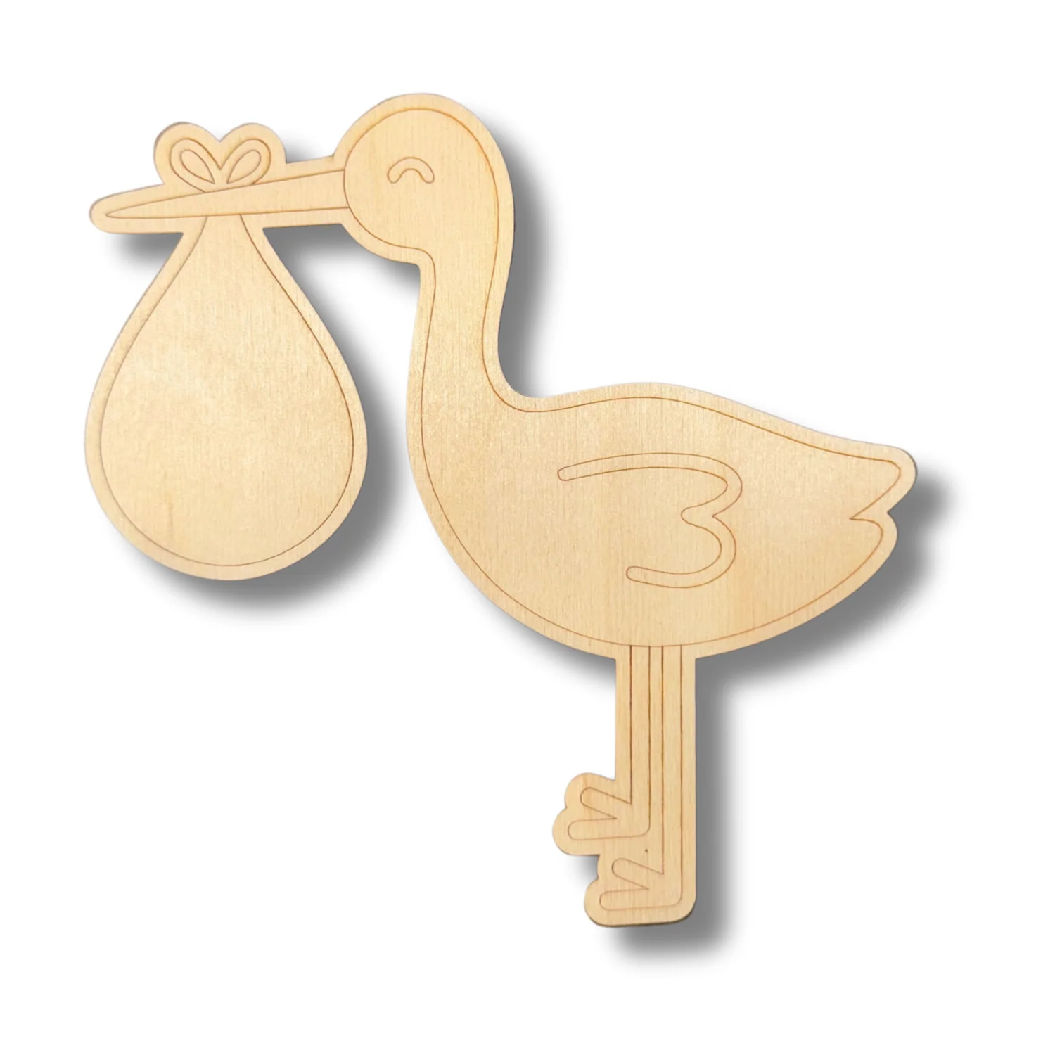 Unfinished Wood Etched Stork Shape | Paint By Line Crafts | up to 30" DIY - Image 2